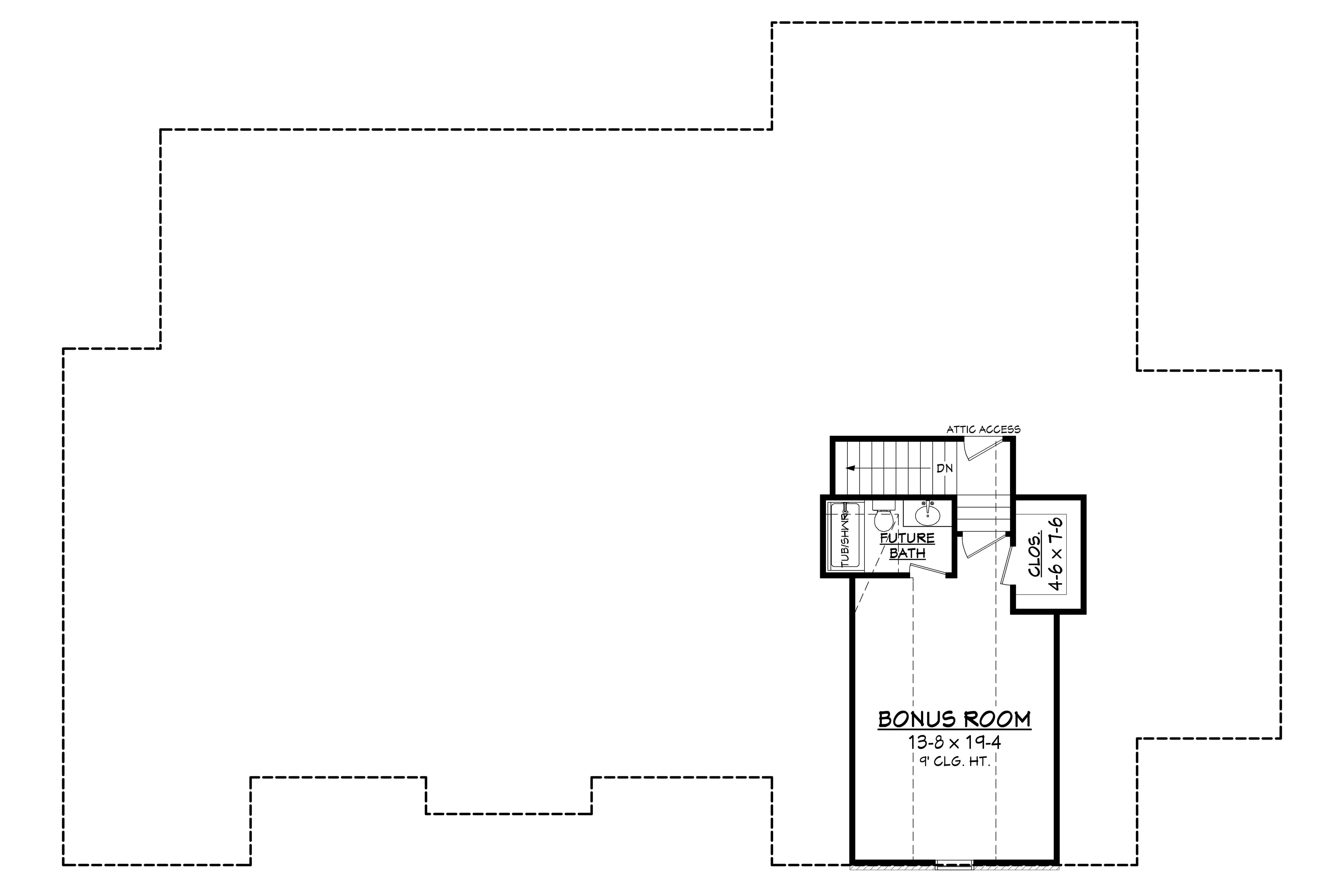 Floor Plan Bonus Room of Country Plan #142-1171