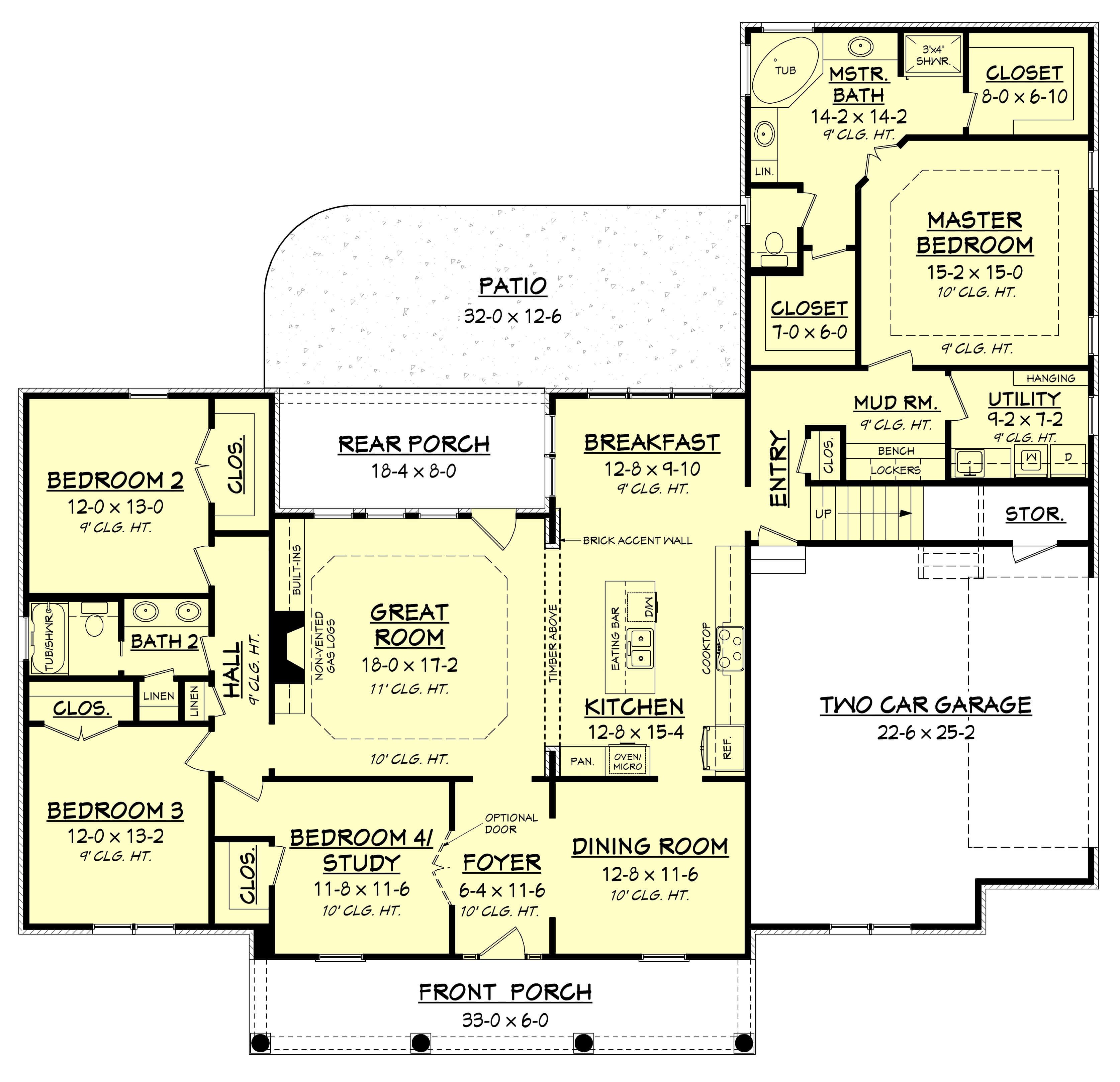 Floor Plan First Story of Traditional Plan #142-1172
