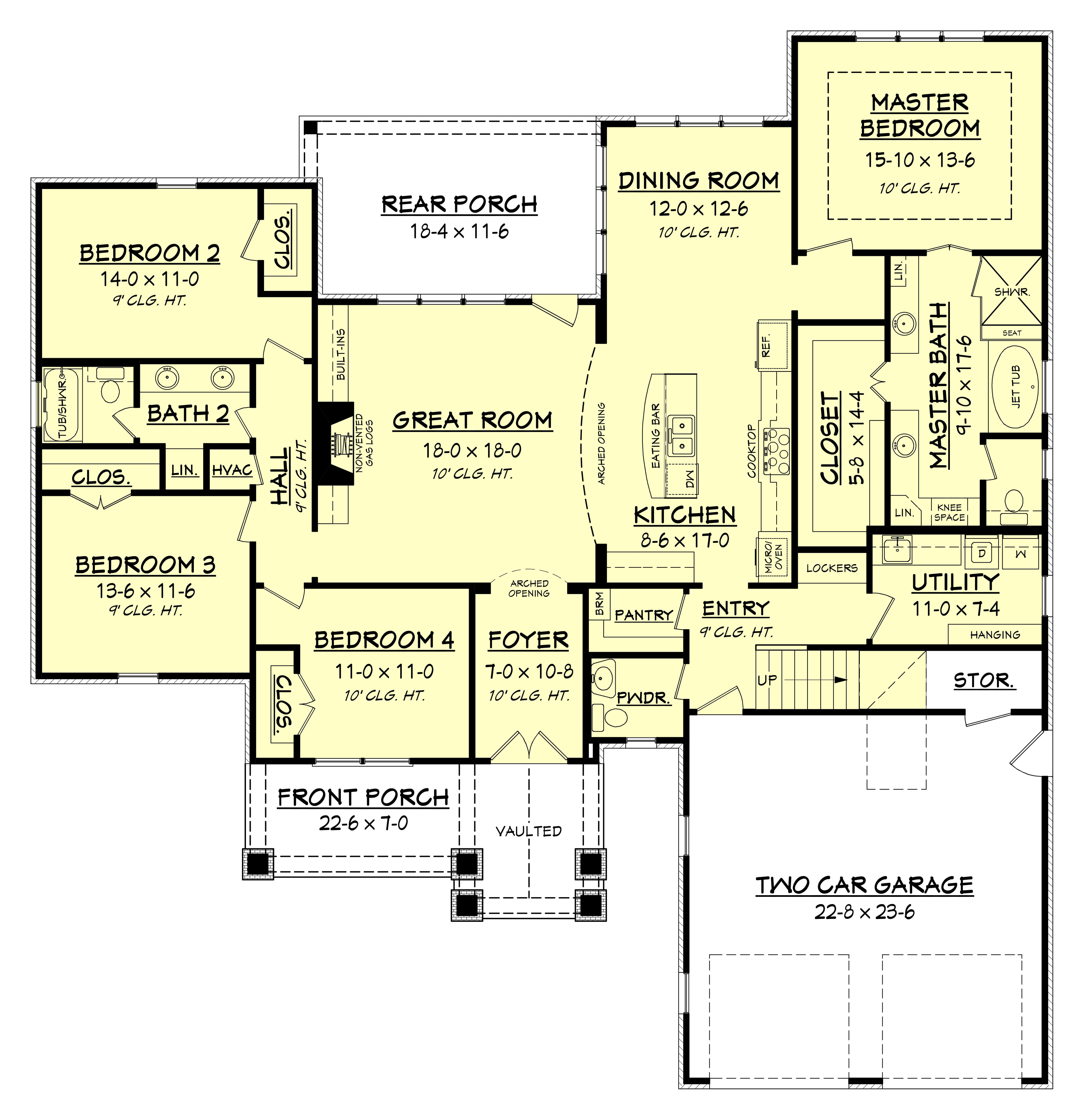 Floor Plan First Story of Craftsman Plan #142-1173
