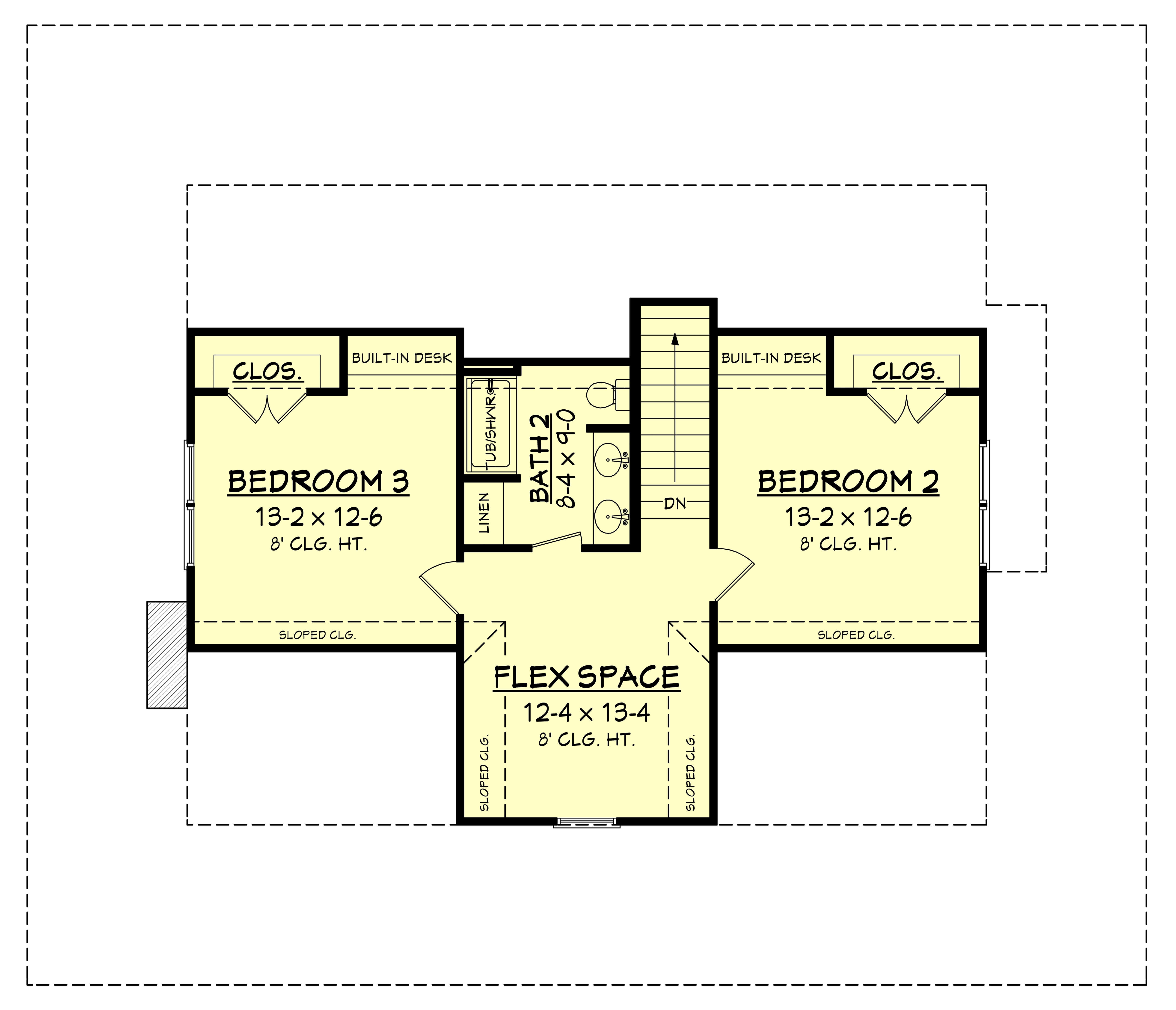 Floor Plan Second Story of Southern Plan #142-1175