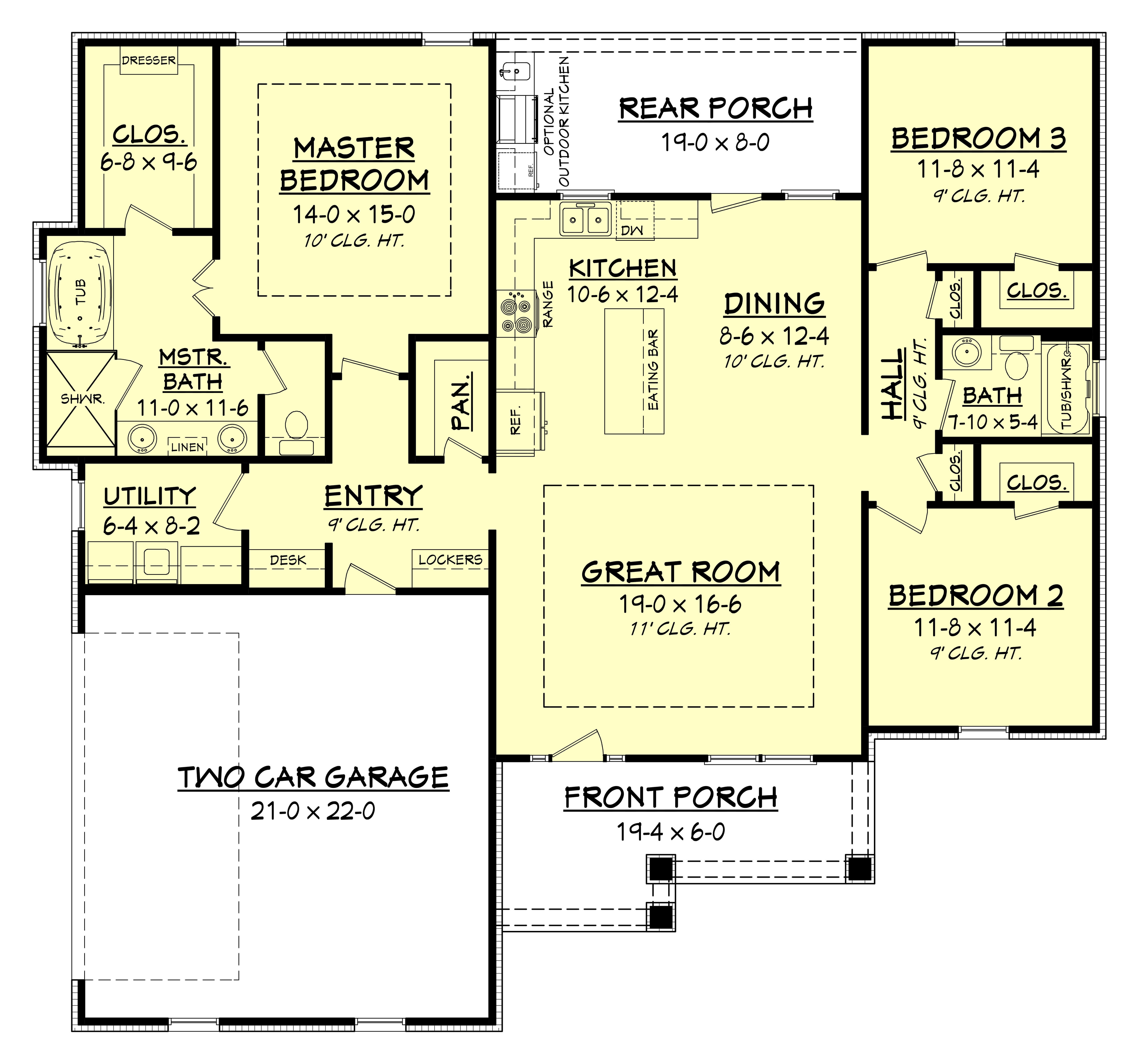 Floor Plan First Story of Traditional Plan #142-1176
