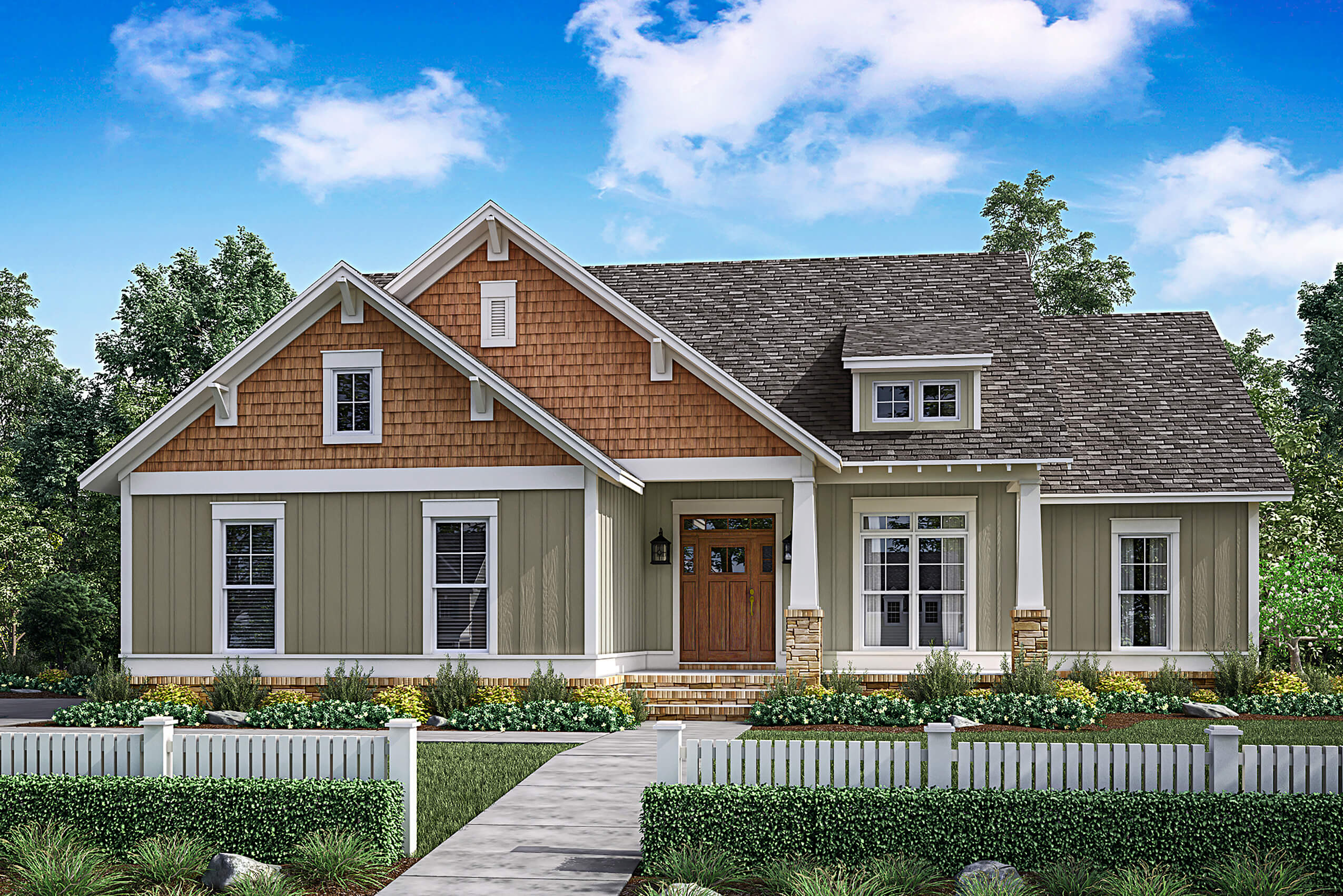Transitional Craftsman home (ThePlanCollection: Plan #142-1176)