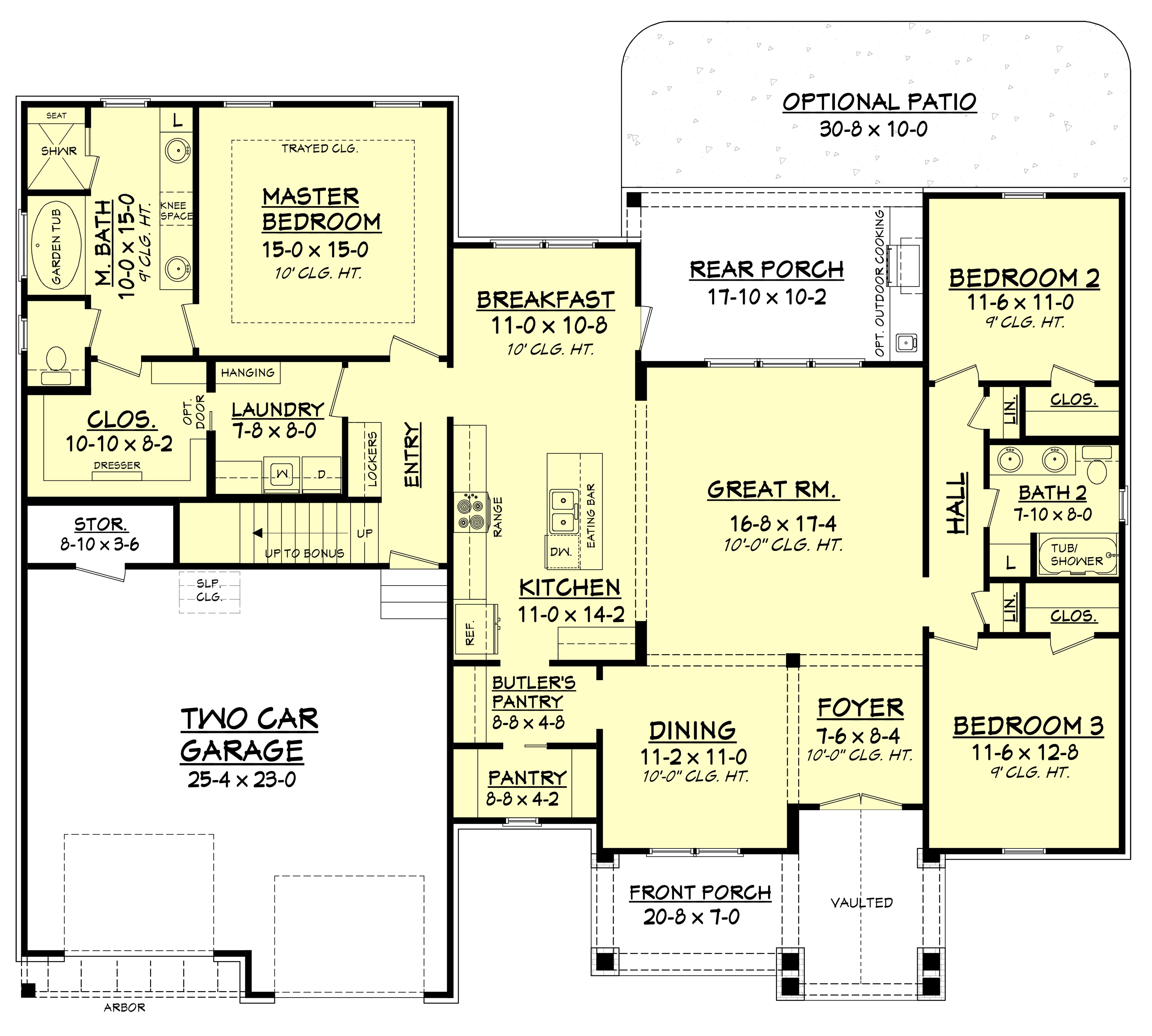 Floor Plan First Story of Country Plan #142-1177