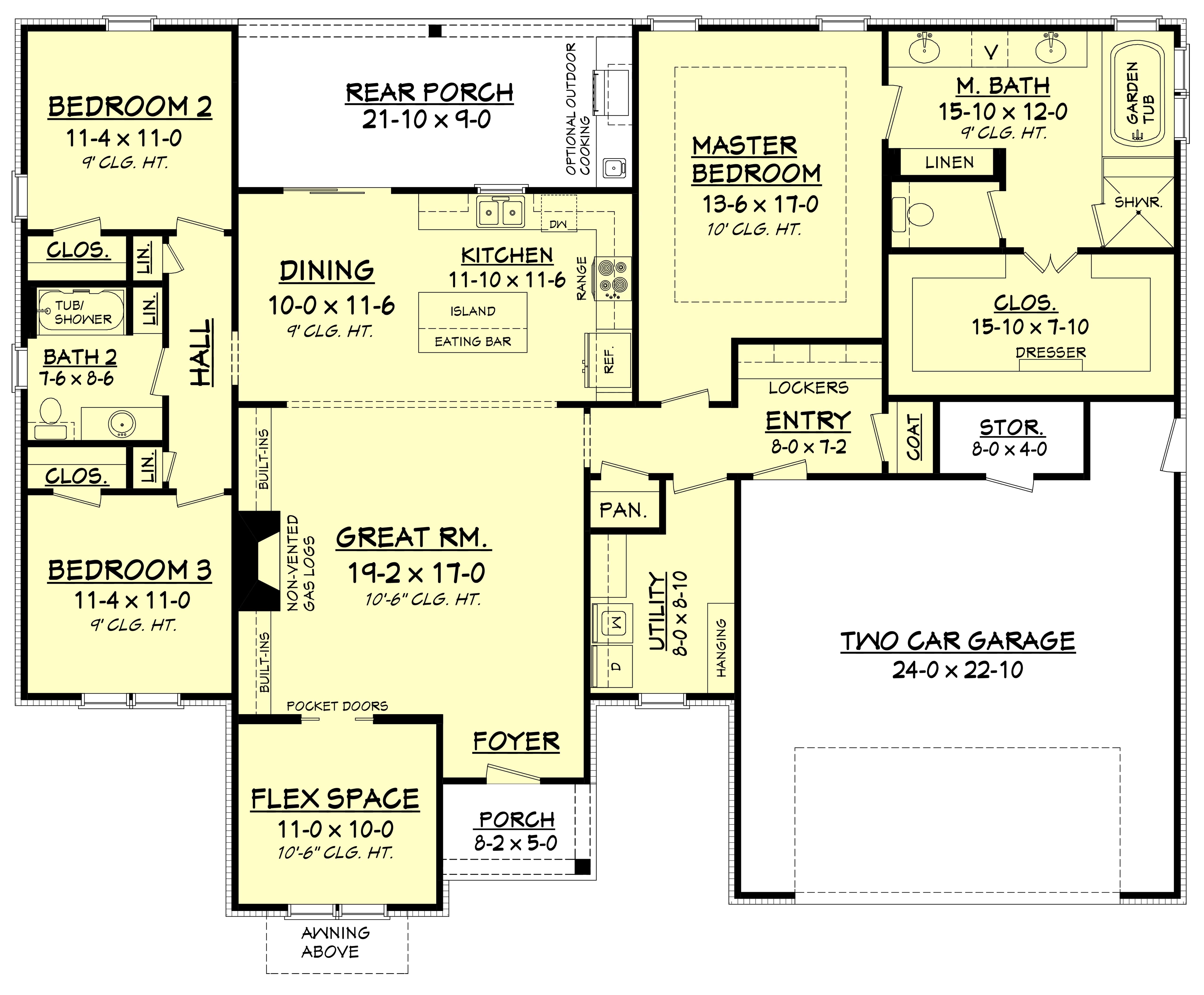 Floor Plan First Story of Traditional Plan #142-1178