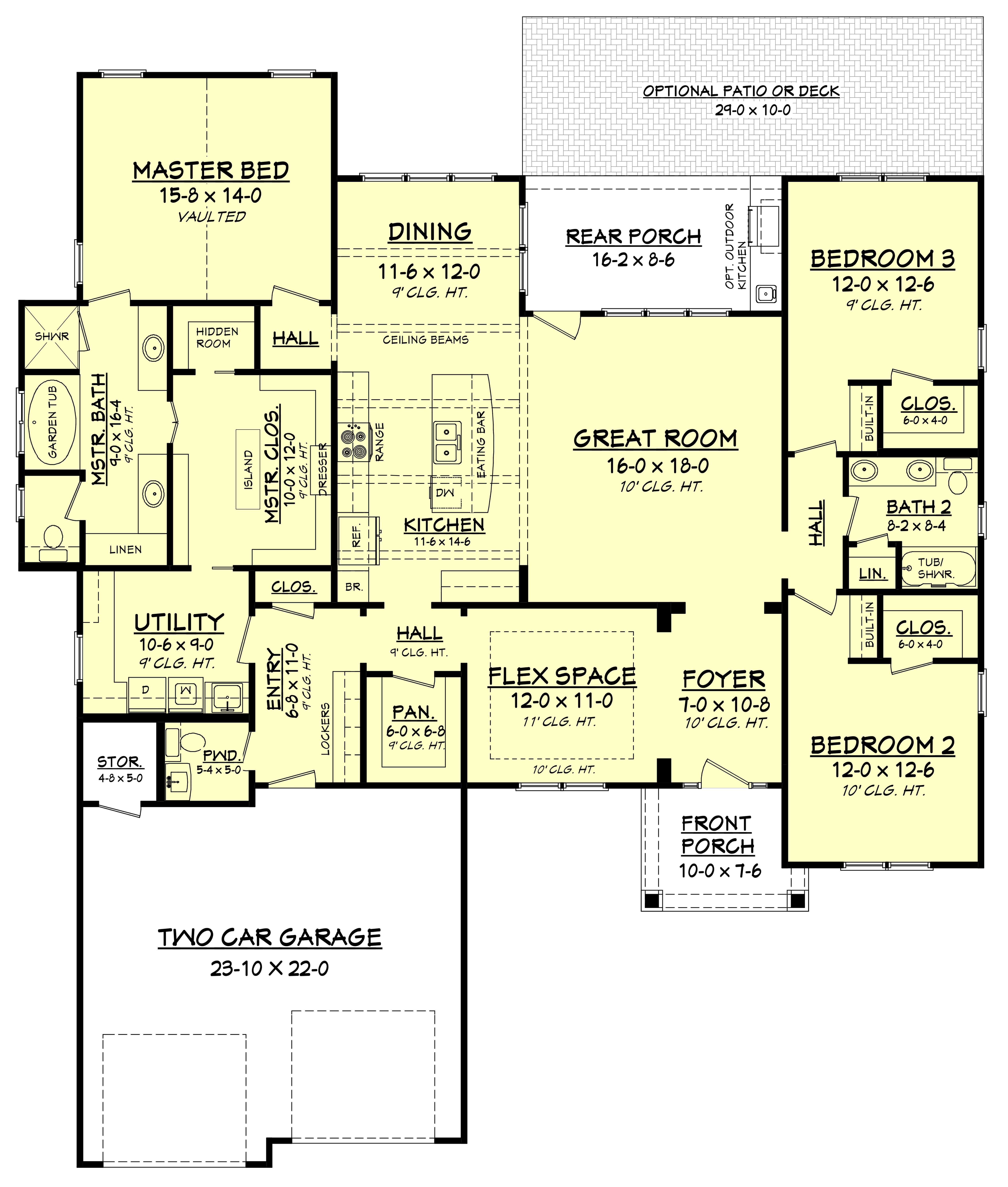 Floor Plan First Story of Craftsman Plan #142-1179