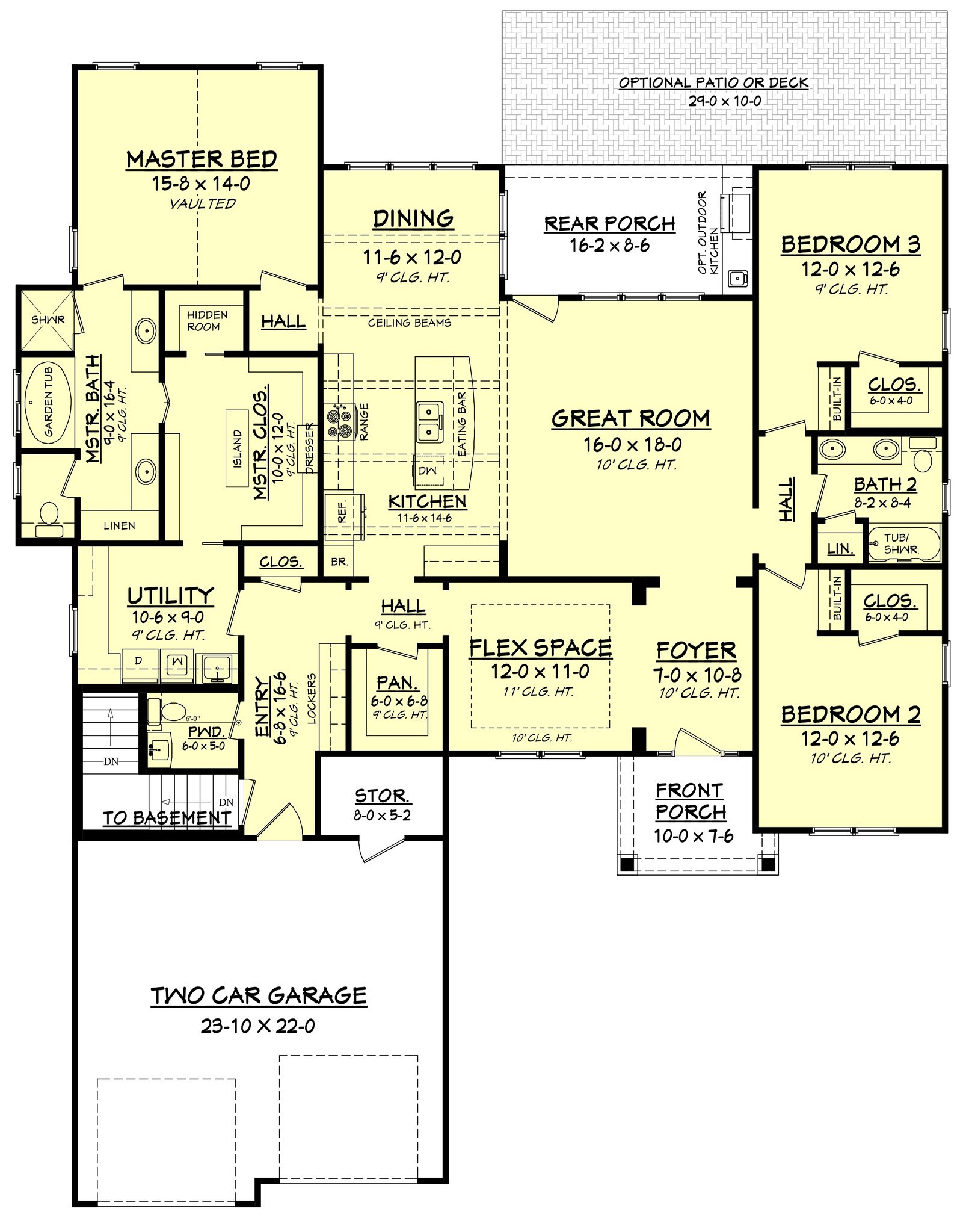 Floor Plan First Story of Craftsman Plan #142-1179