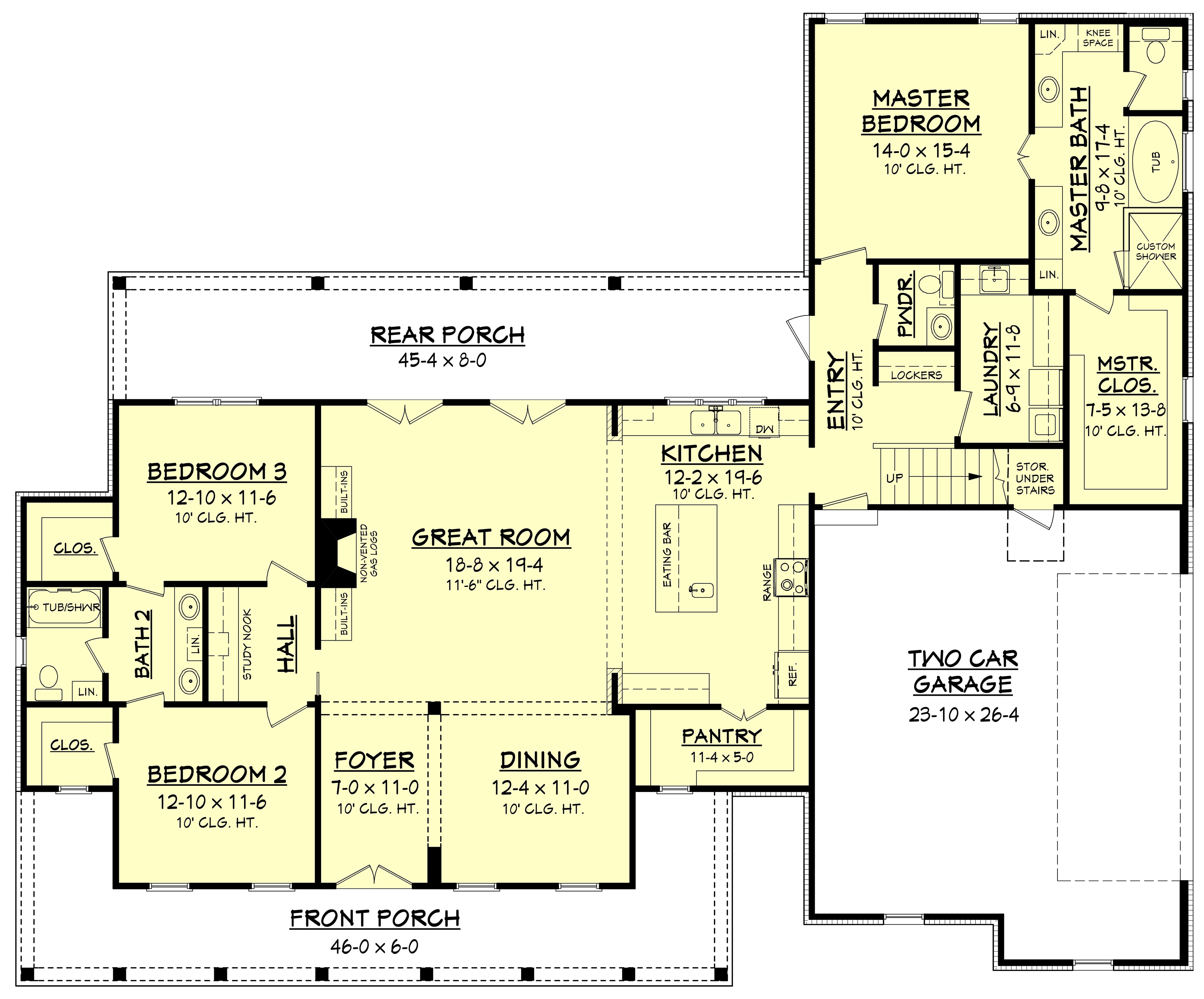 Floor Plan First Story of Traditional Plan #142-1180