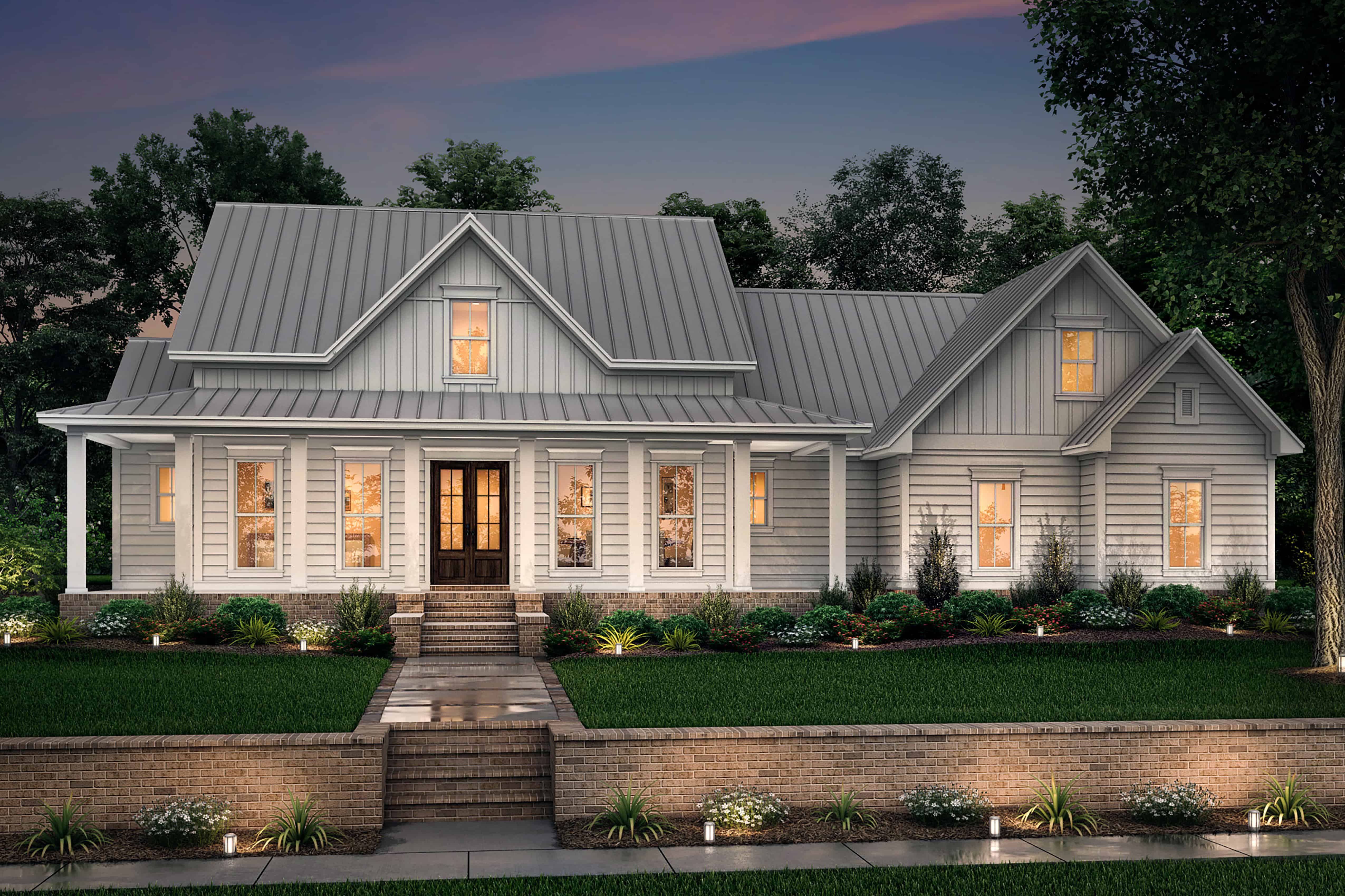 Front elevation of Transitional Farmhouse (ThePlanCollection: Plan #142-1180)