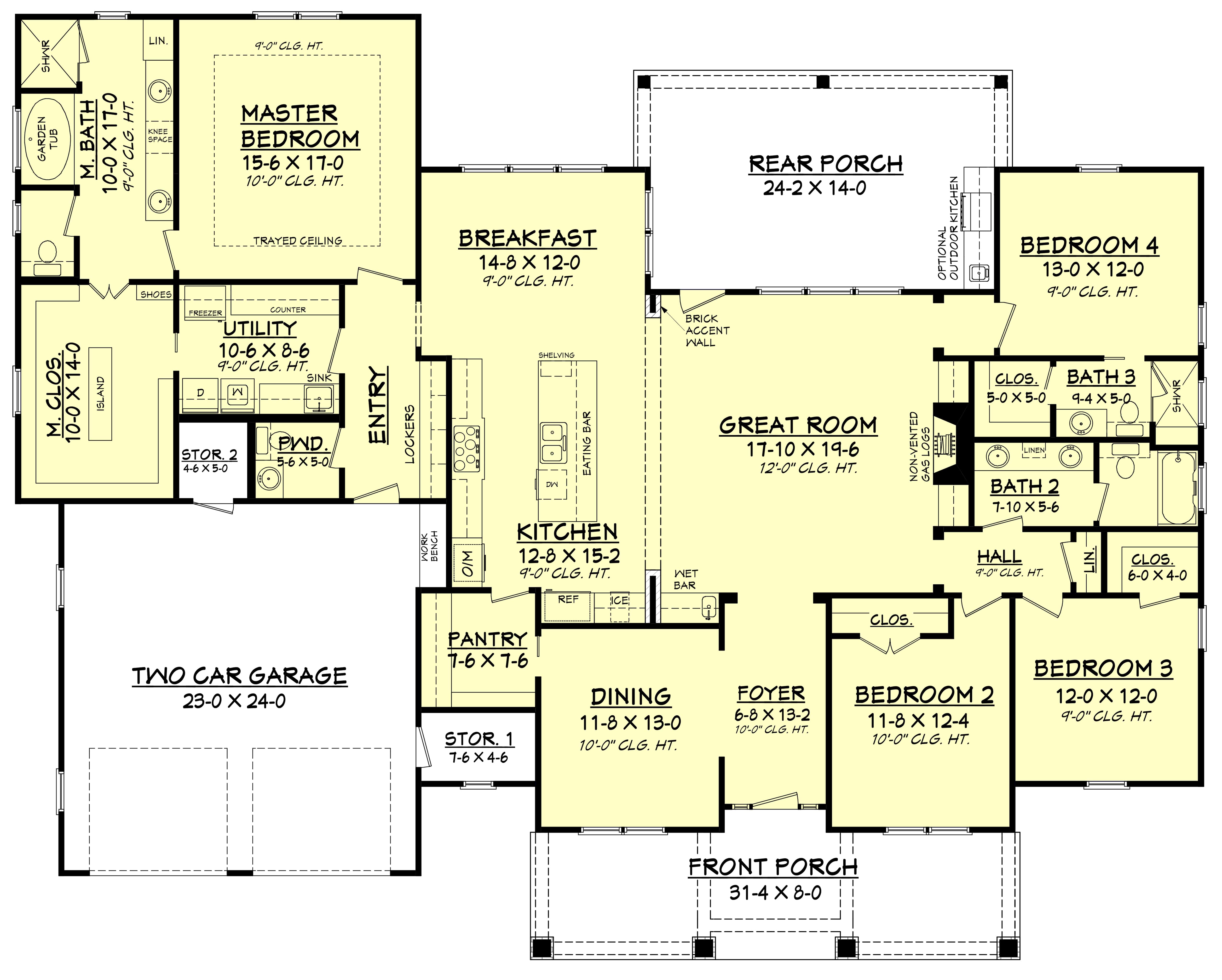 Floor Plan First Story of Country Plan #142-1181