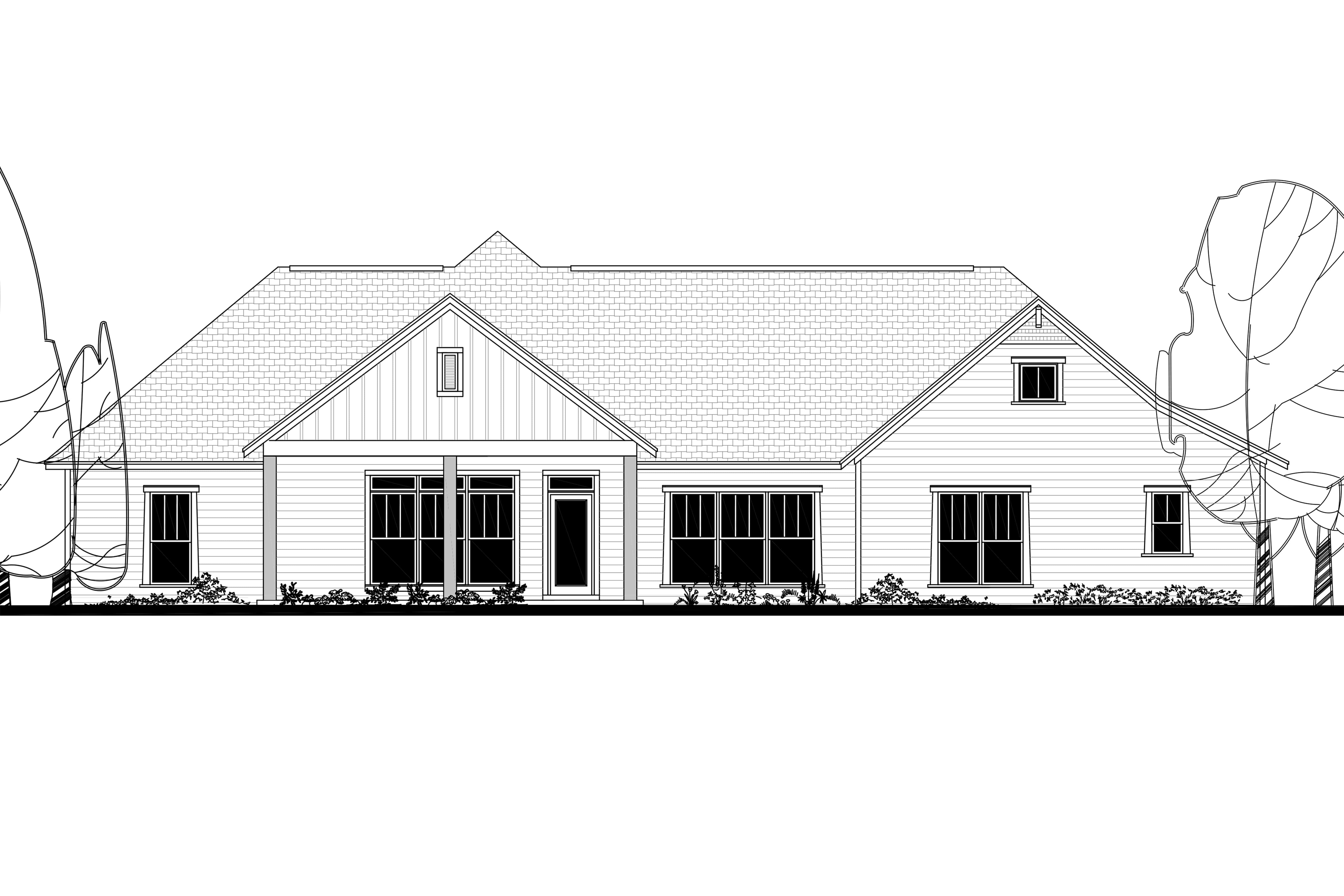 Home Plan Rear Elevation of this 4-Bedroom,2759 Sq Ft Plan -142-1181
