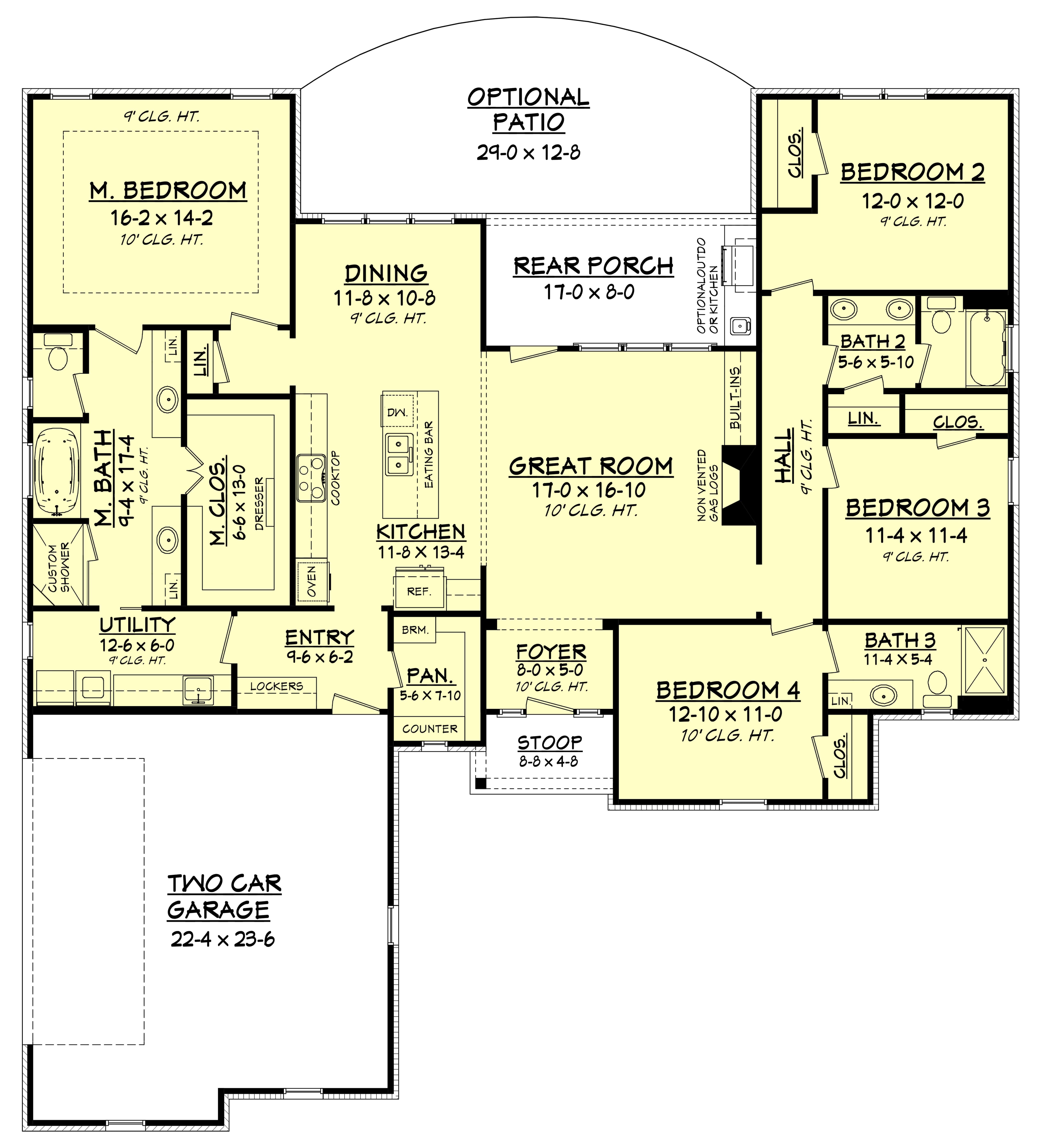 Floor Plan First Story of Traditional Plan #142-1182