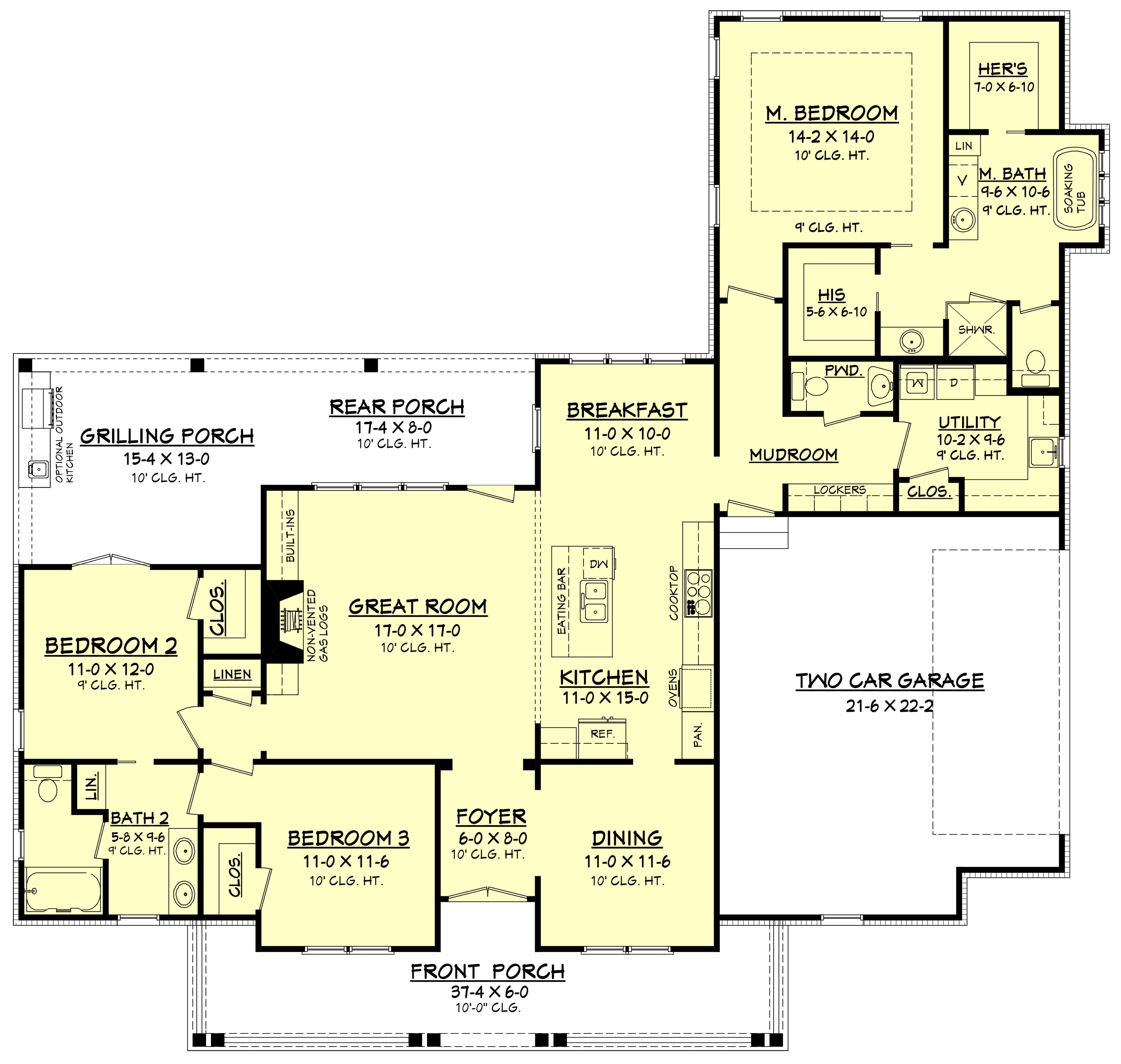 Floor Plan First Story of Farmhouse Plan #142-1183