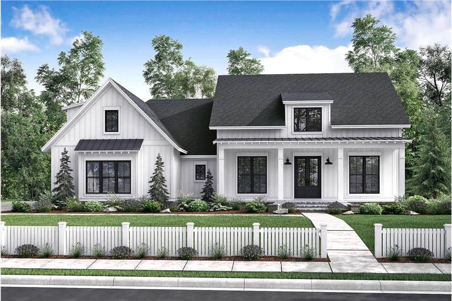 Front View of this 3-Bedroom, 2077 Sq Ft Plan - 142-1184