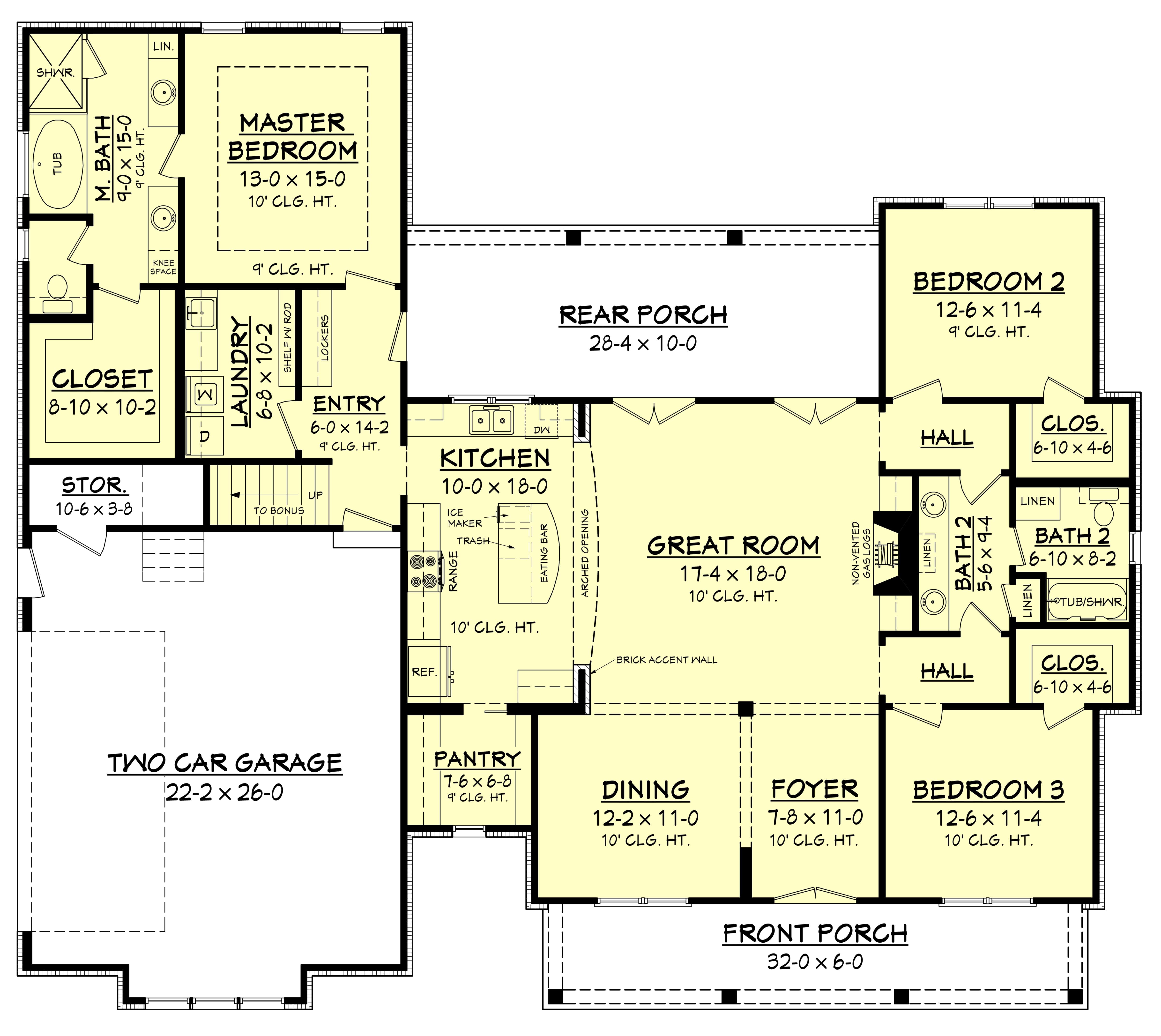 Floor Plan First Story of Country Plan #142-1184
