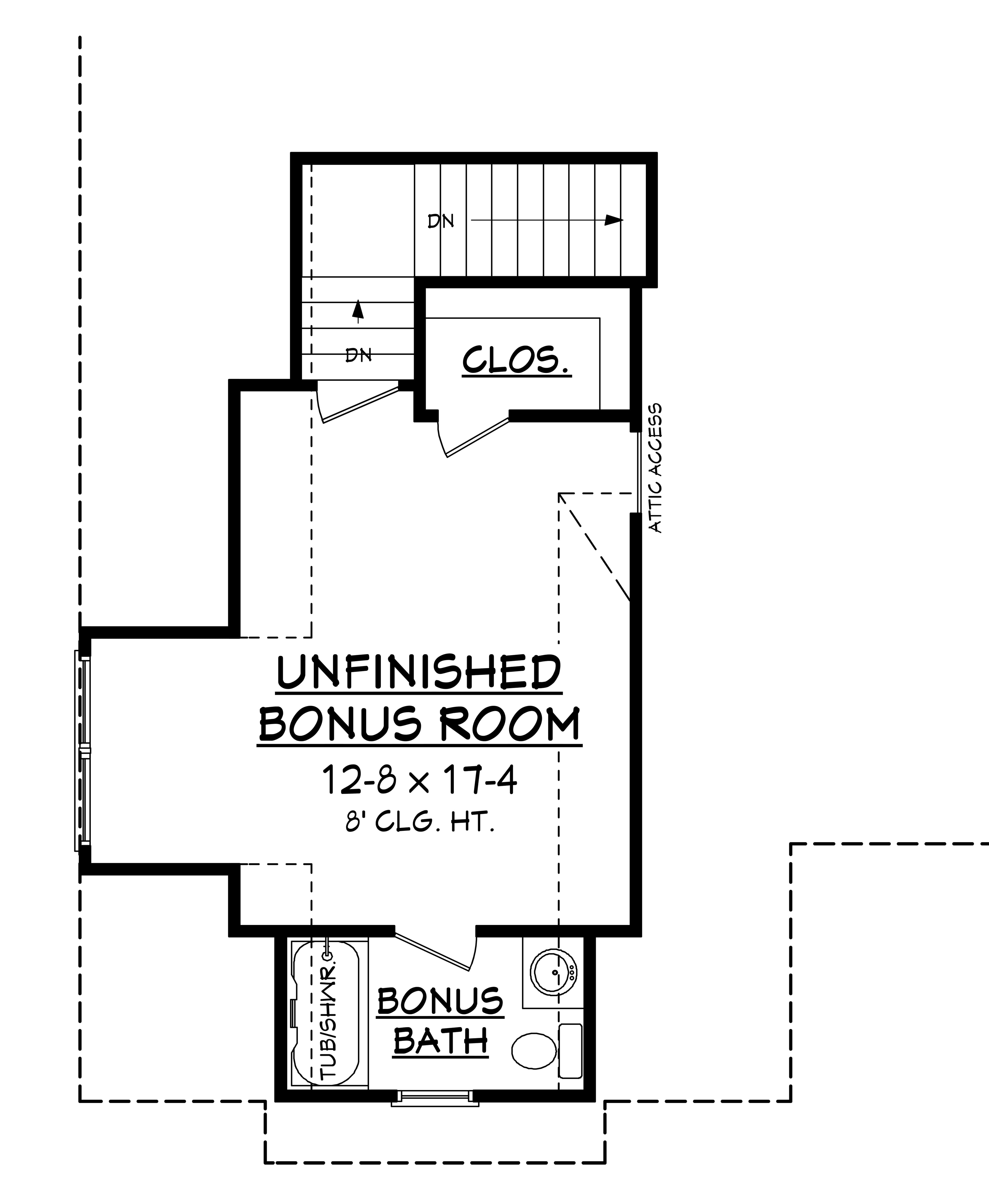 Floor Plan Bonus Room of Country Plan #142-1184
