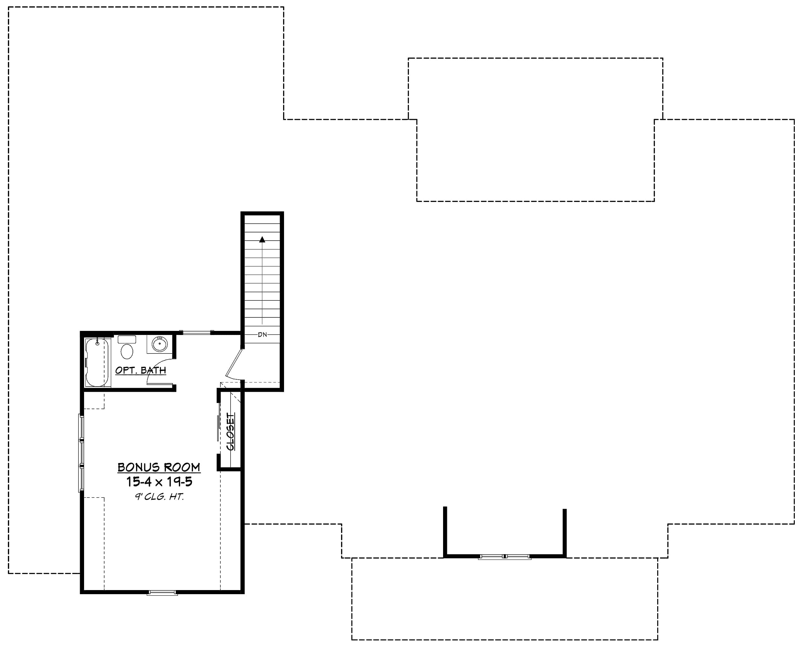 Floor Plan Bonus Room of Craftsman Plan #142-1185