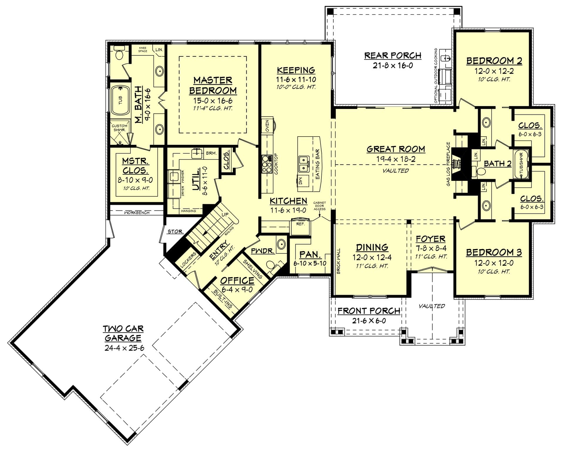 Floor Plan First Story of Craftsman Plan #142-1186