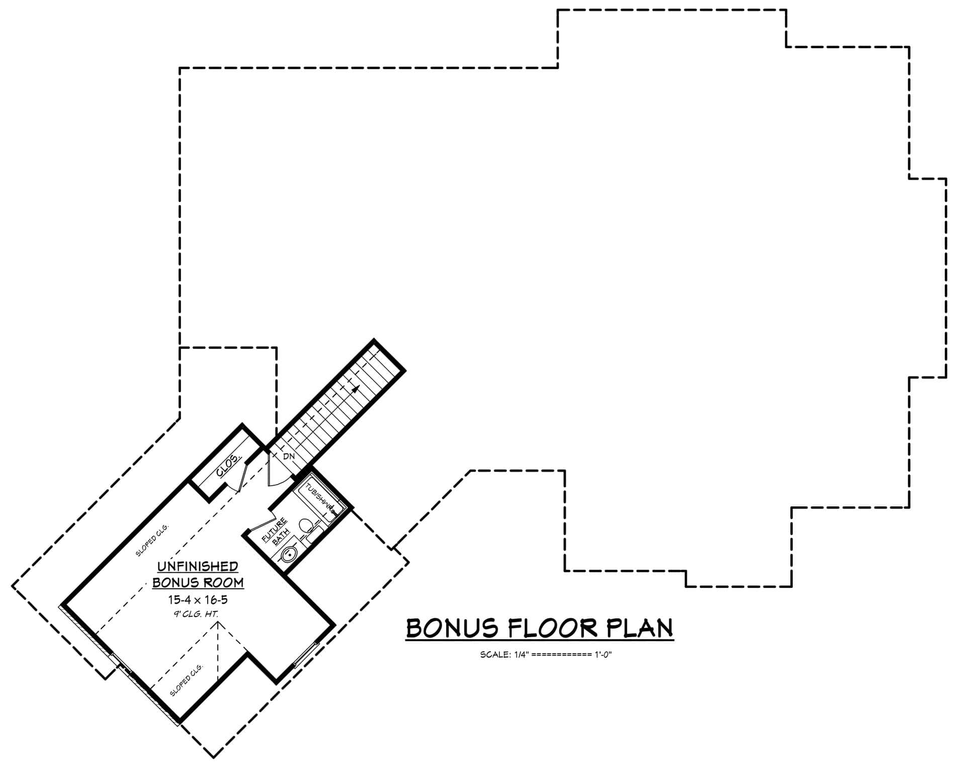 Floor Plan Bonus Room of Craftsman Plan #142-1186