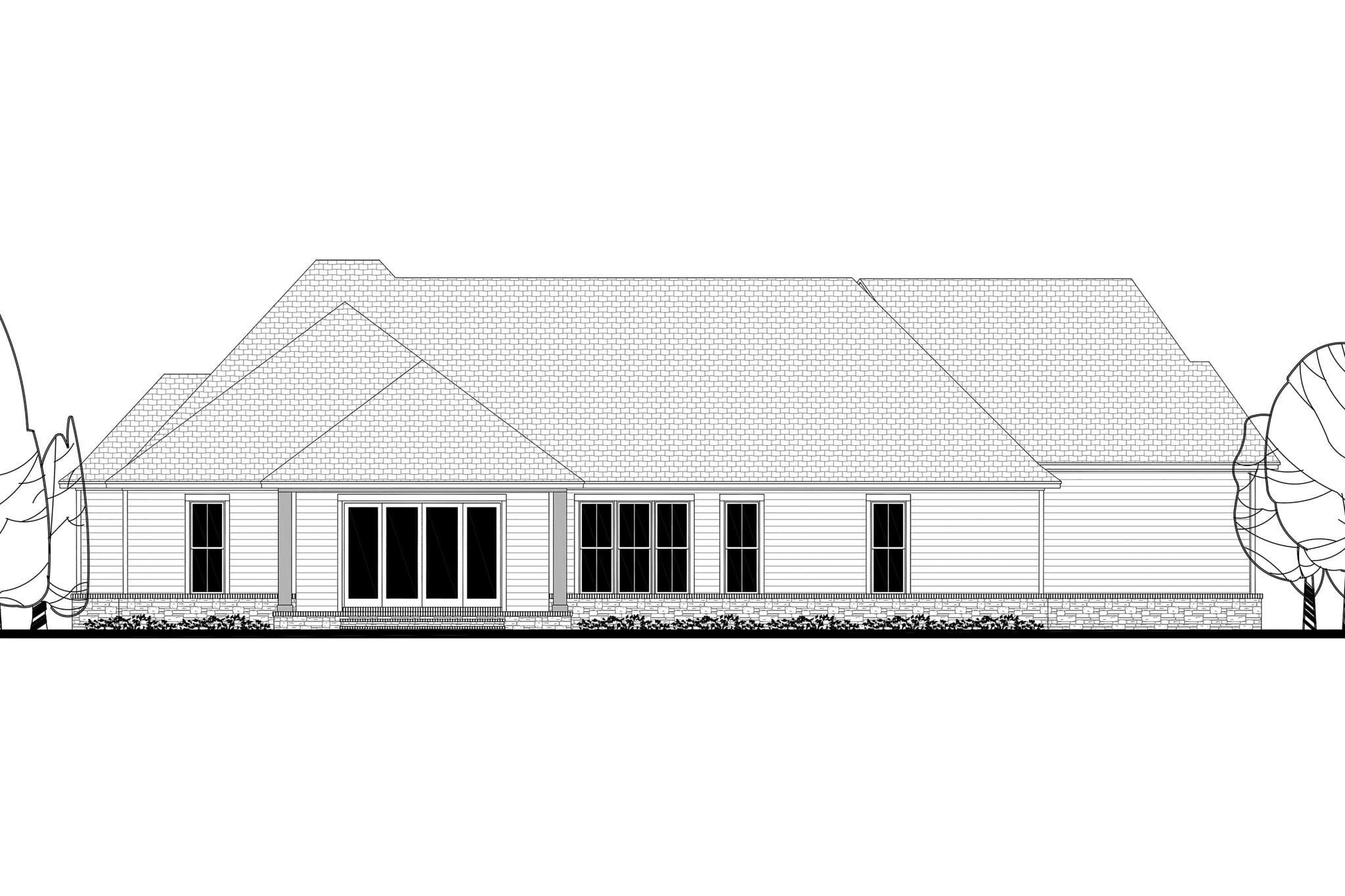 Home Plan Rear Elevation of this 3-Bedroom,2534 Sq Ft Plan -142-1186