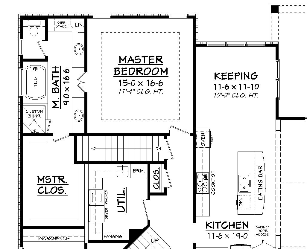 Floor Plan Basement of Craftsman Plan #142-1186