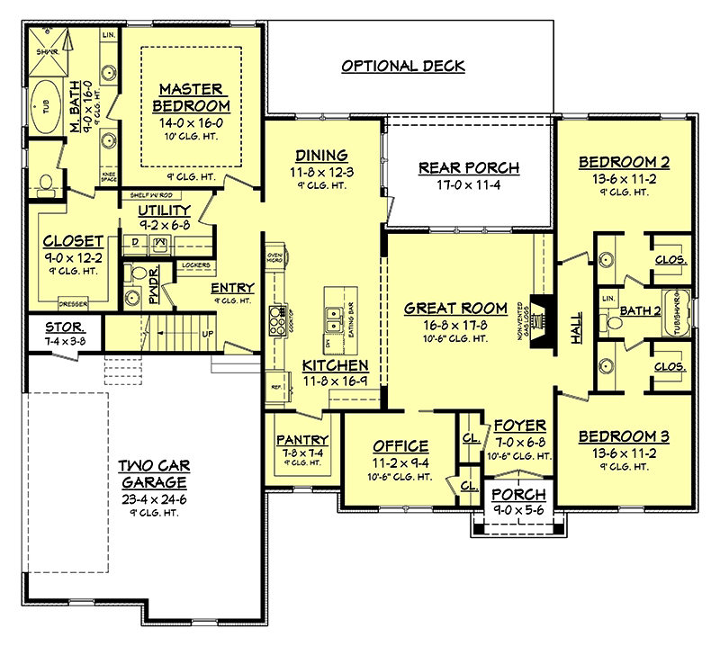 Floor Plan First Story of Traditional Plan #142-1187