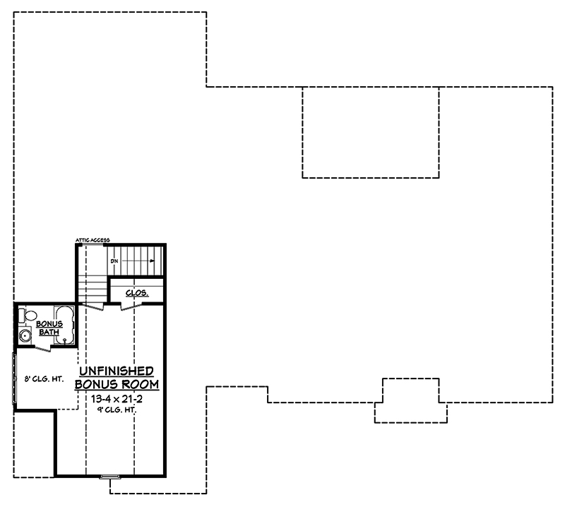 Floor Plan Bonus Room of Traditional Plan #142-1187