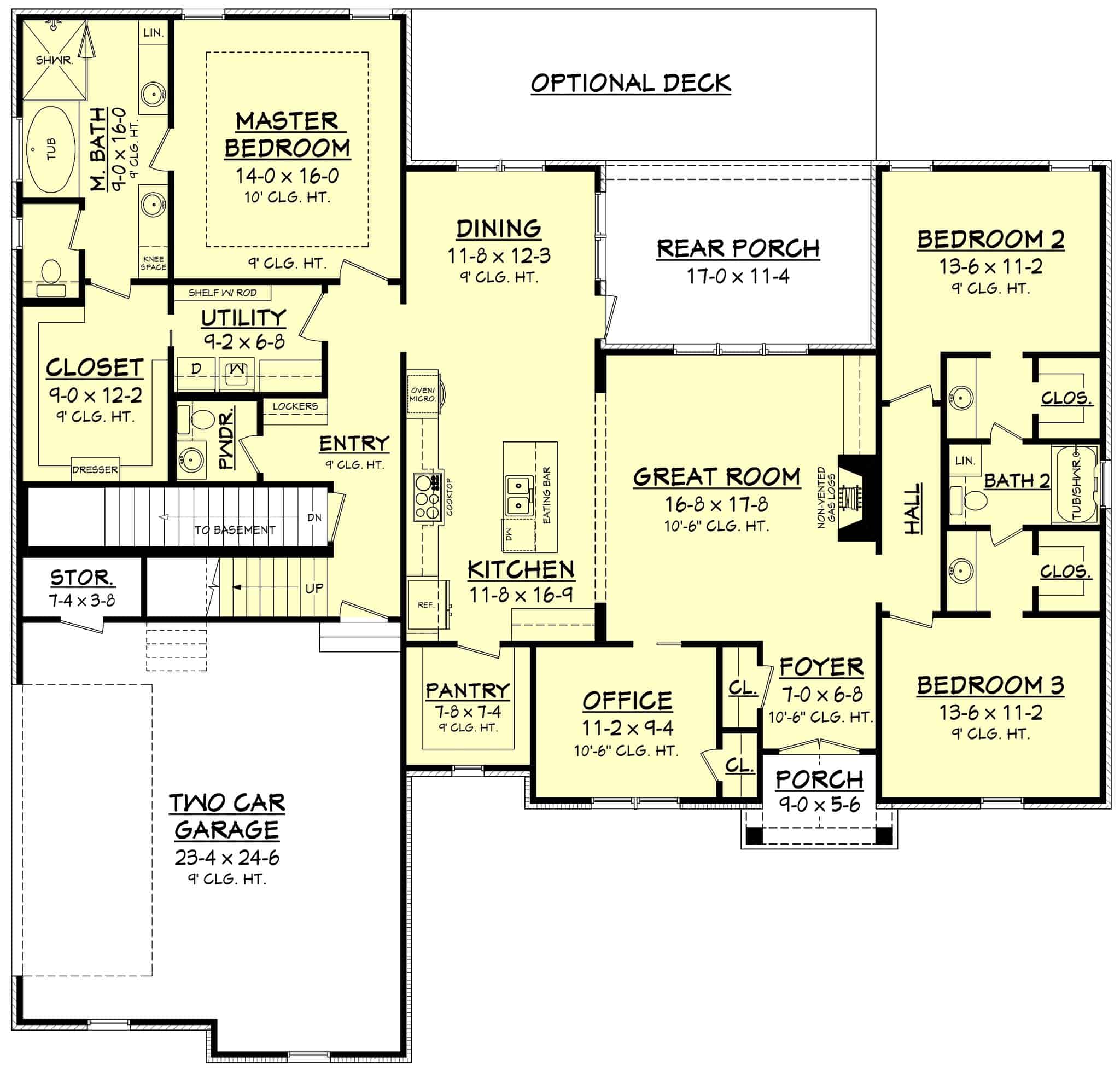 Floor Plan Main Level of Traditional Plan #142-1187