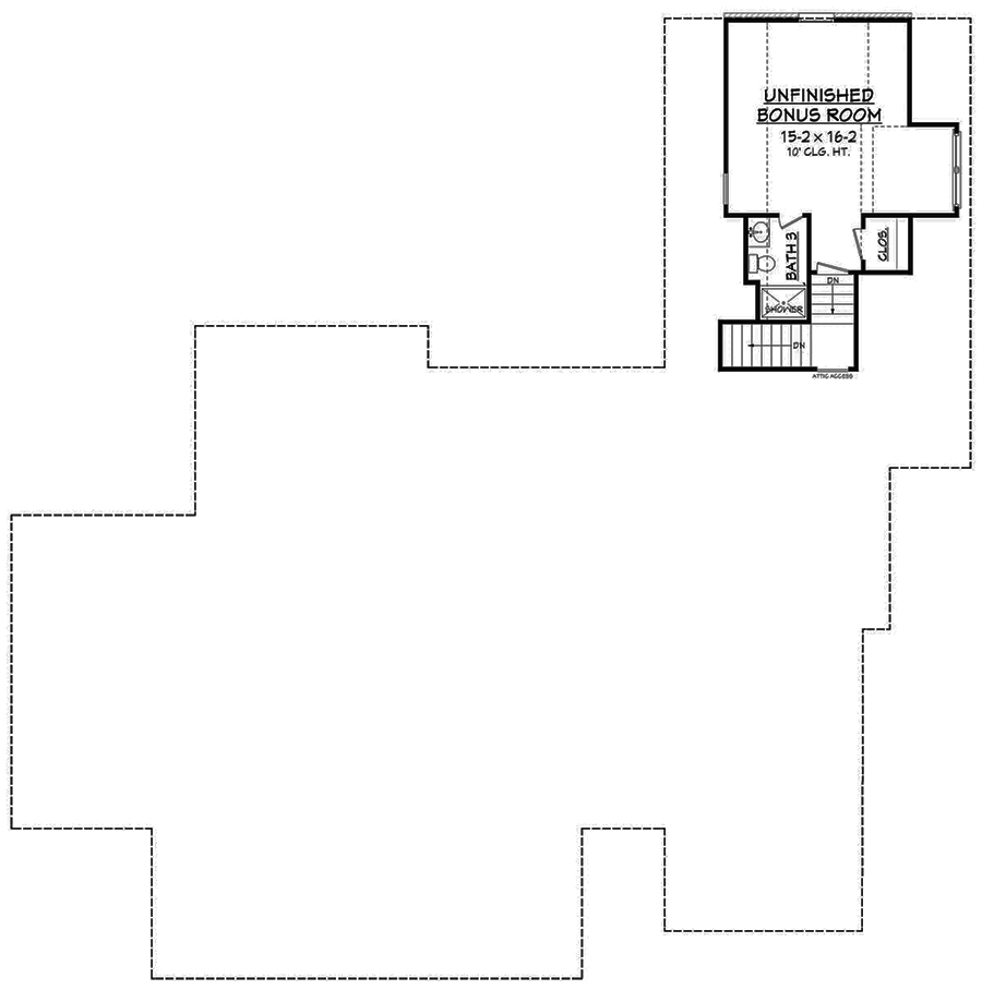 Floor Plan Second Story of French Plan #142-1190