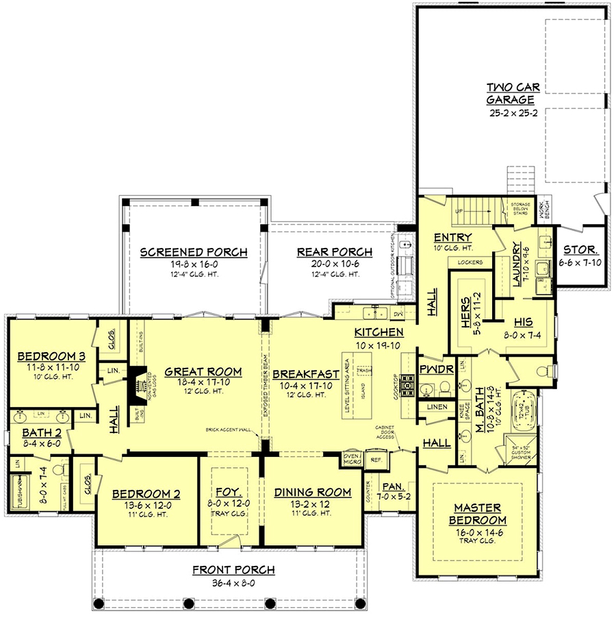 Floor Plan First Story of French Plan #142-1190