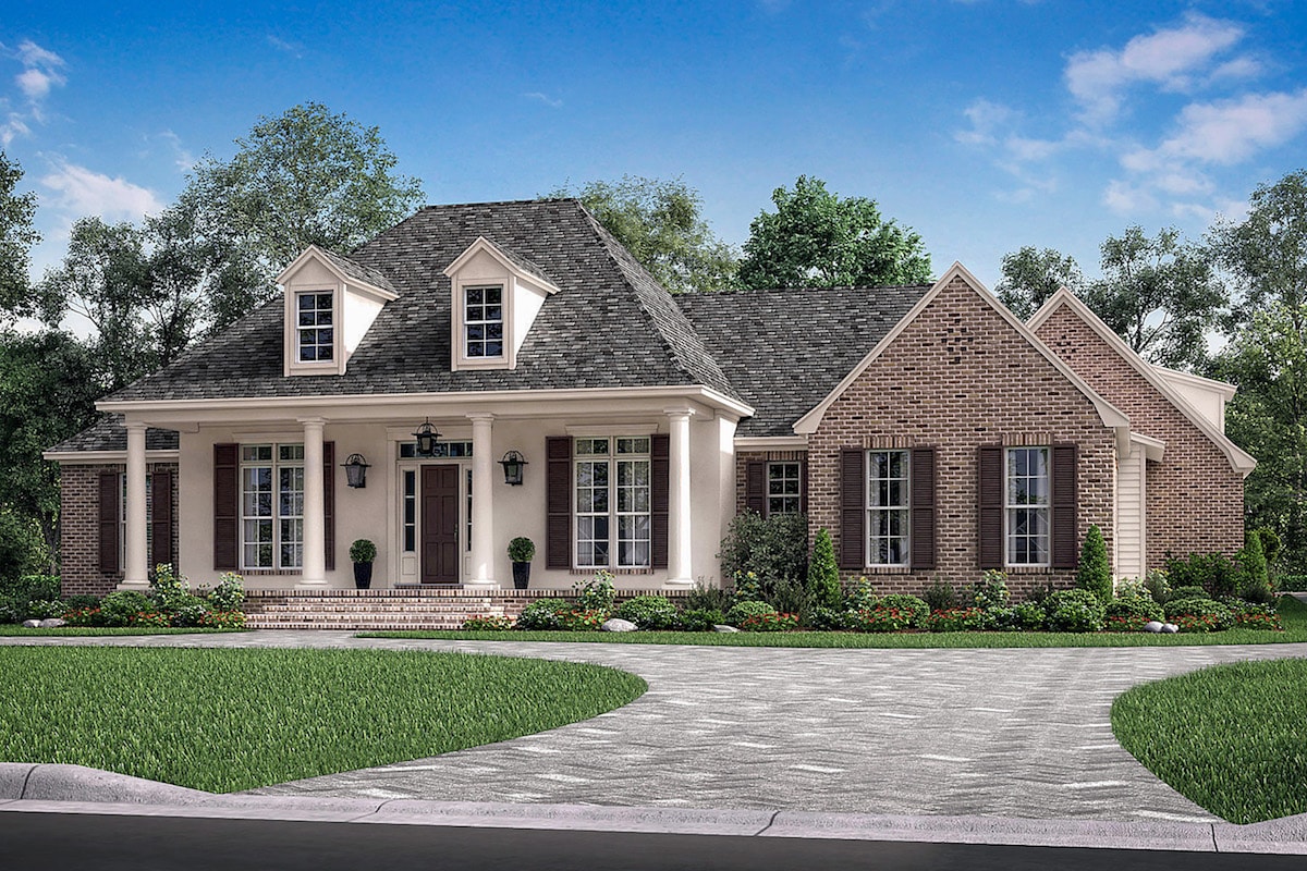 French Acadian home plan (ThePlanCollection: House Plan #142-1190)