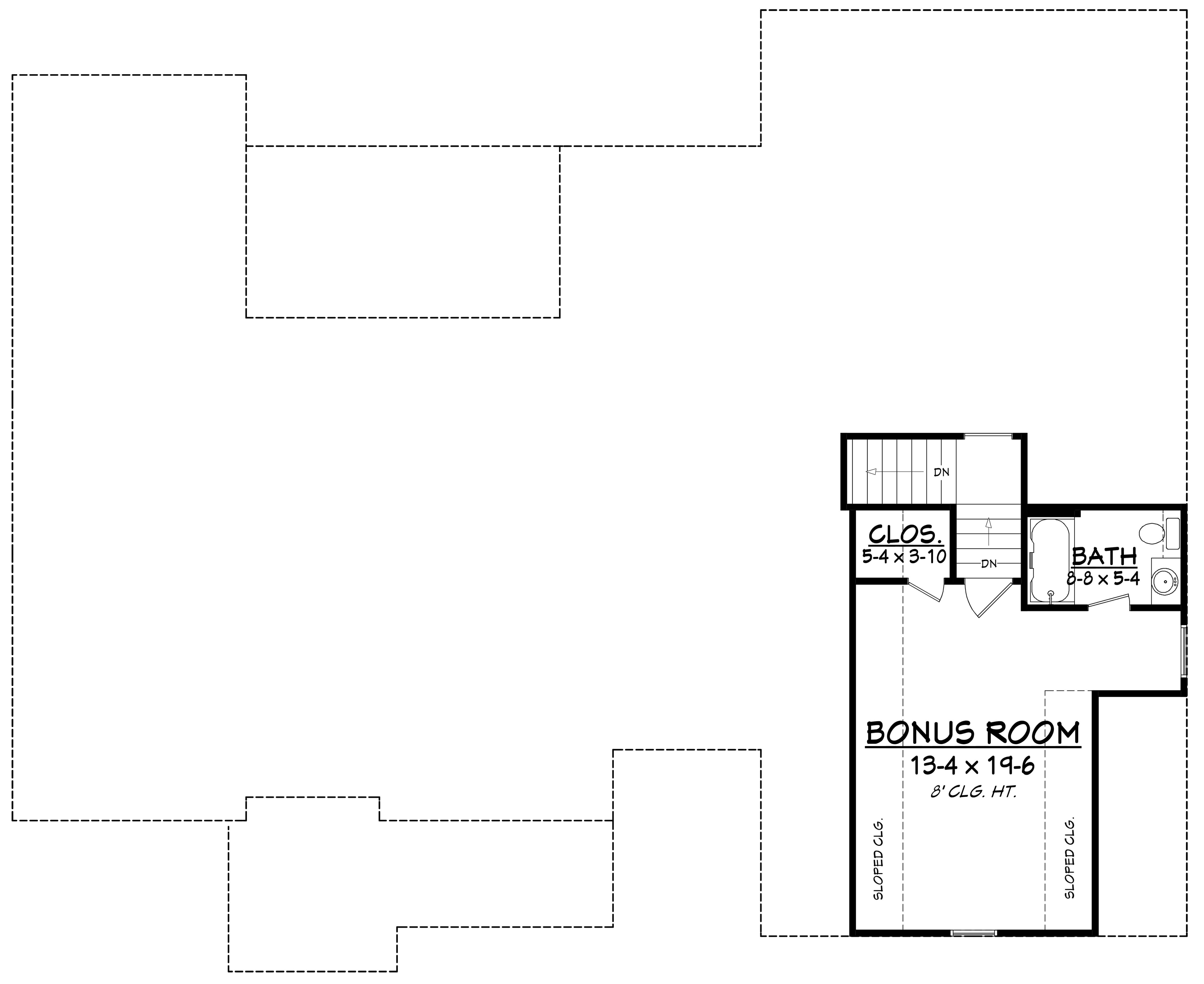 Floor Plan Bonus Room of Country Plan #142-1191