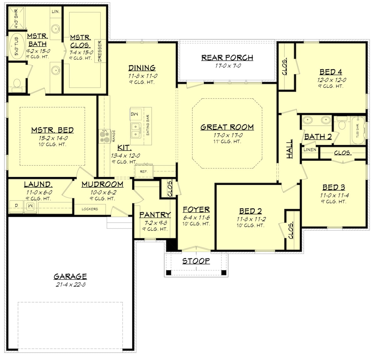 Floor Plan First Story of European Plan #142-1192