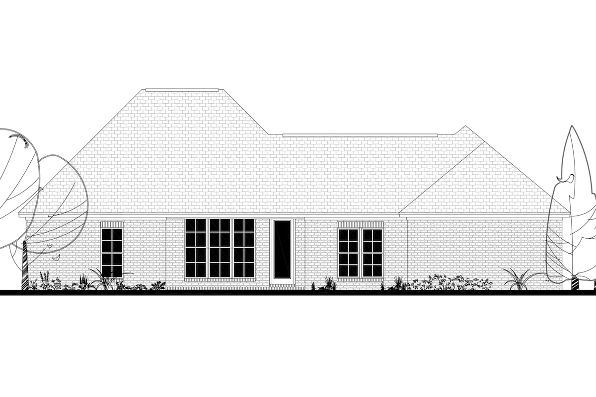 Home Plan Rear Elevation of this 4-Bedroom,2053 Sq Ft Plan -142-1192