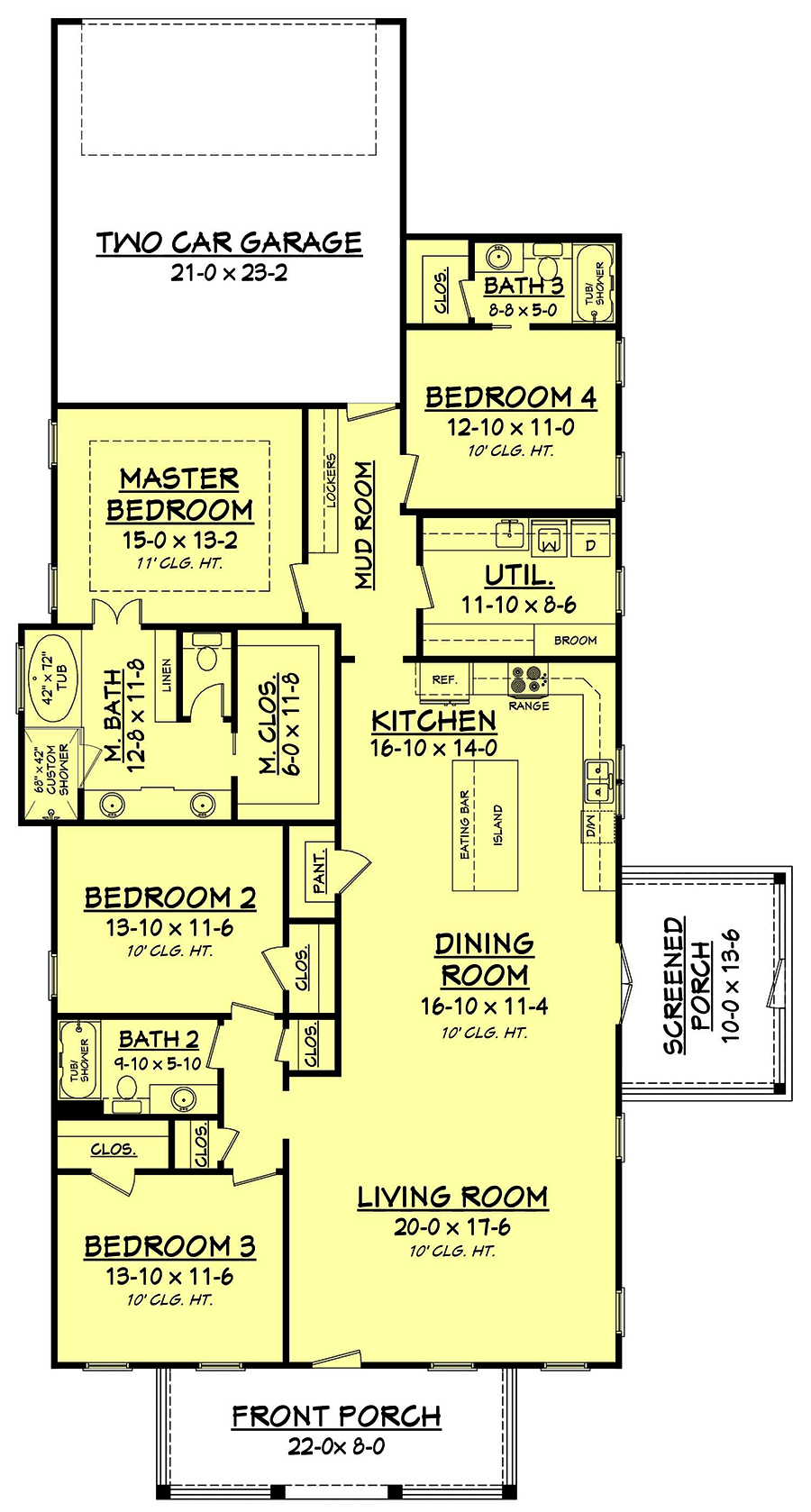 Floor Plan Main Level of Traditional Plan #142-1193
