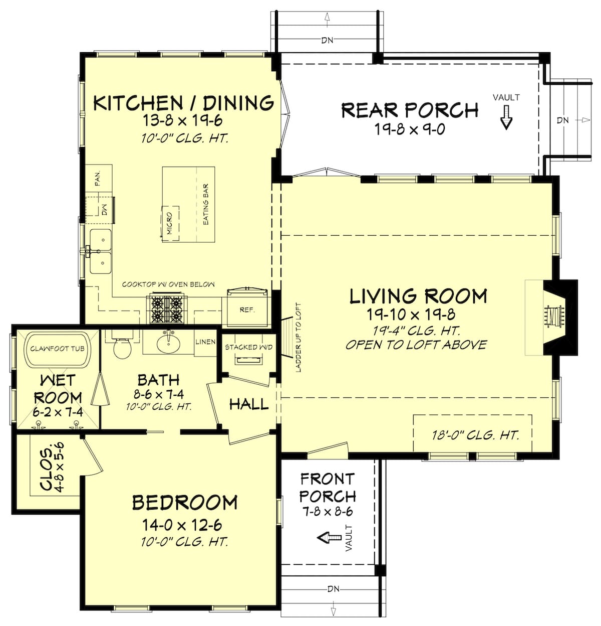 Floor Plan Main Level of Traditional Plan #142-1195