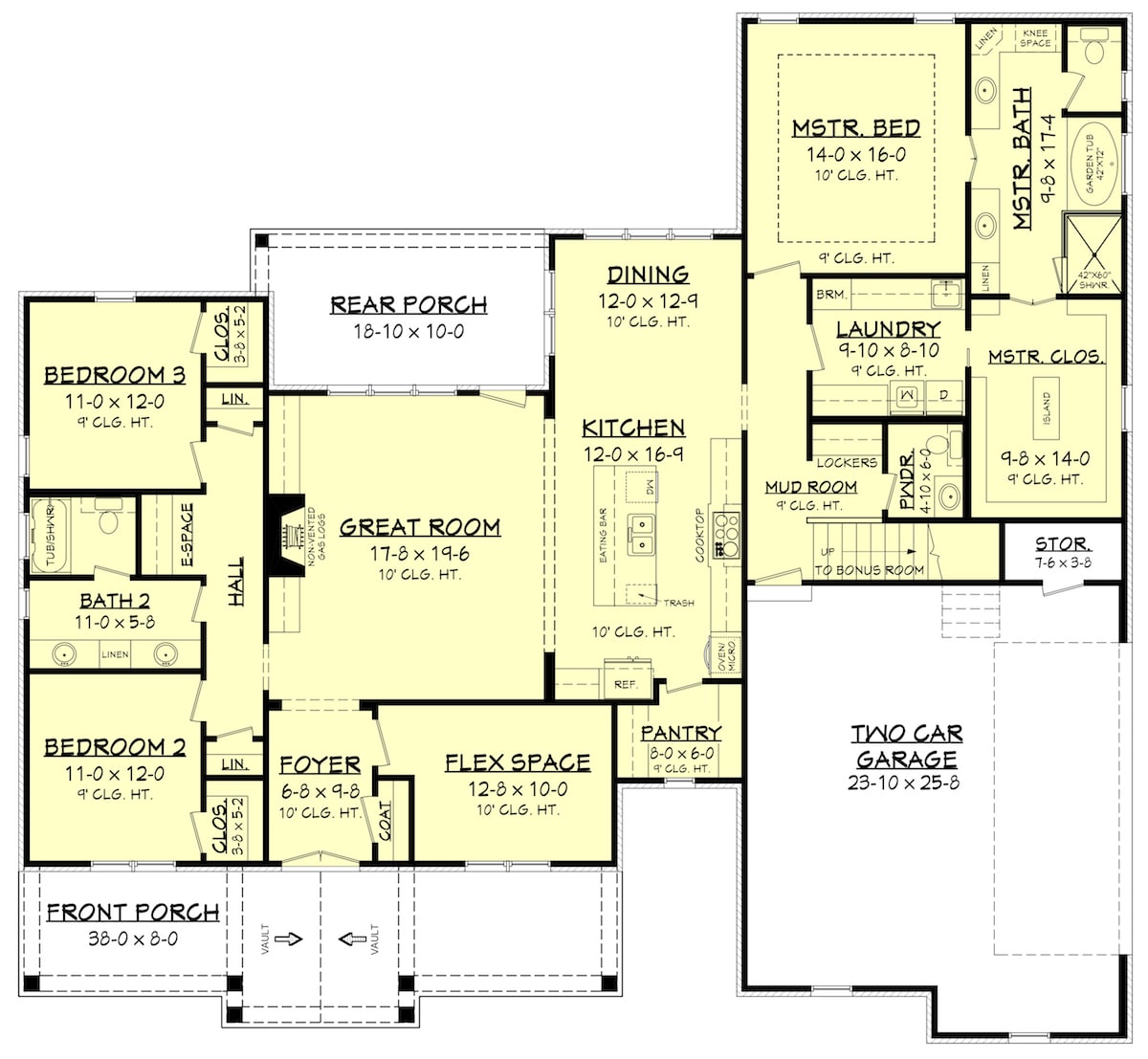 Floor Plan Main Level of Acadian Plan #142-1197