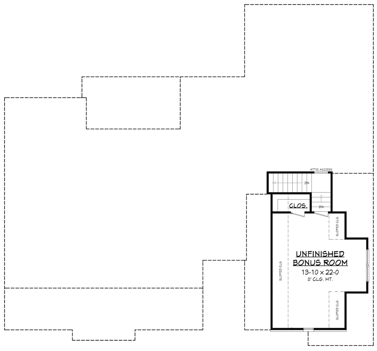 Floor Plan Bonus Room of Acadian Plan #142-1197