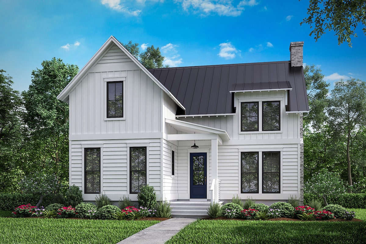Farmhouse home (ThePlanCollection: House Plan #142-1198)