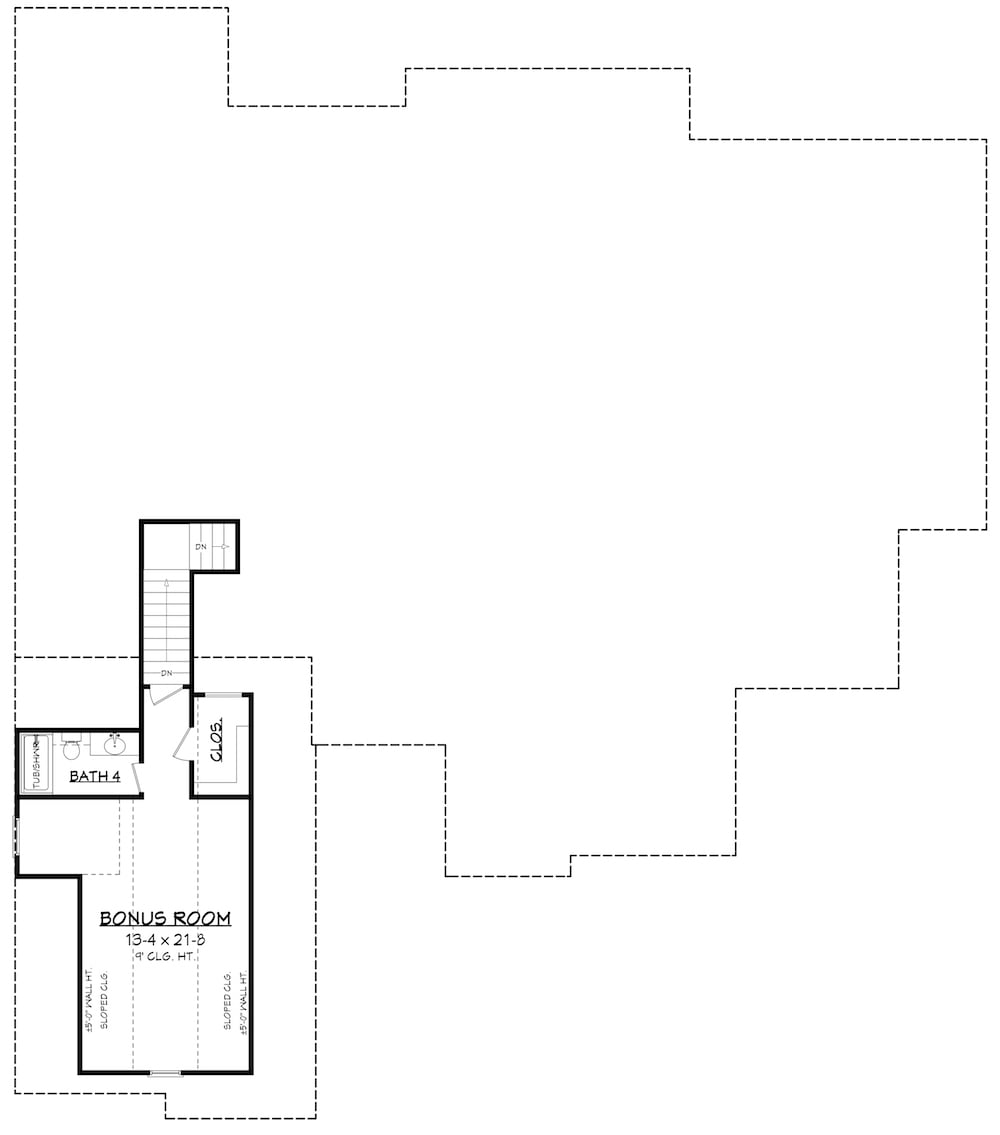 Floor Plan Bonus Room of Craftsman Plan #142-1199
