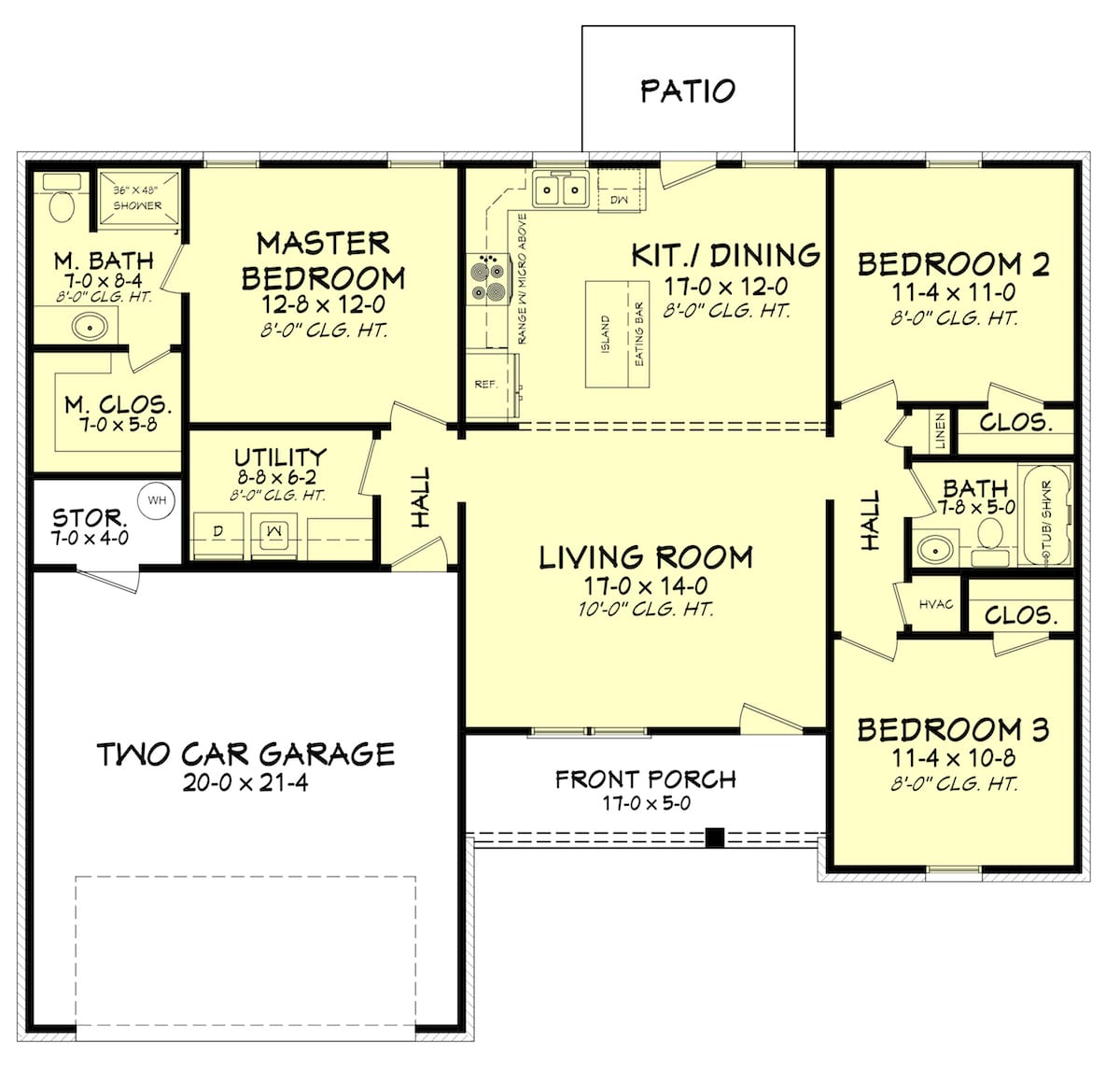 Floor Plan Main Level of Traditional Plan #142-1200