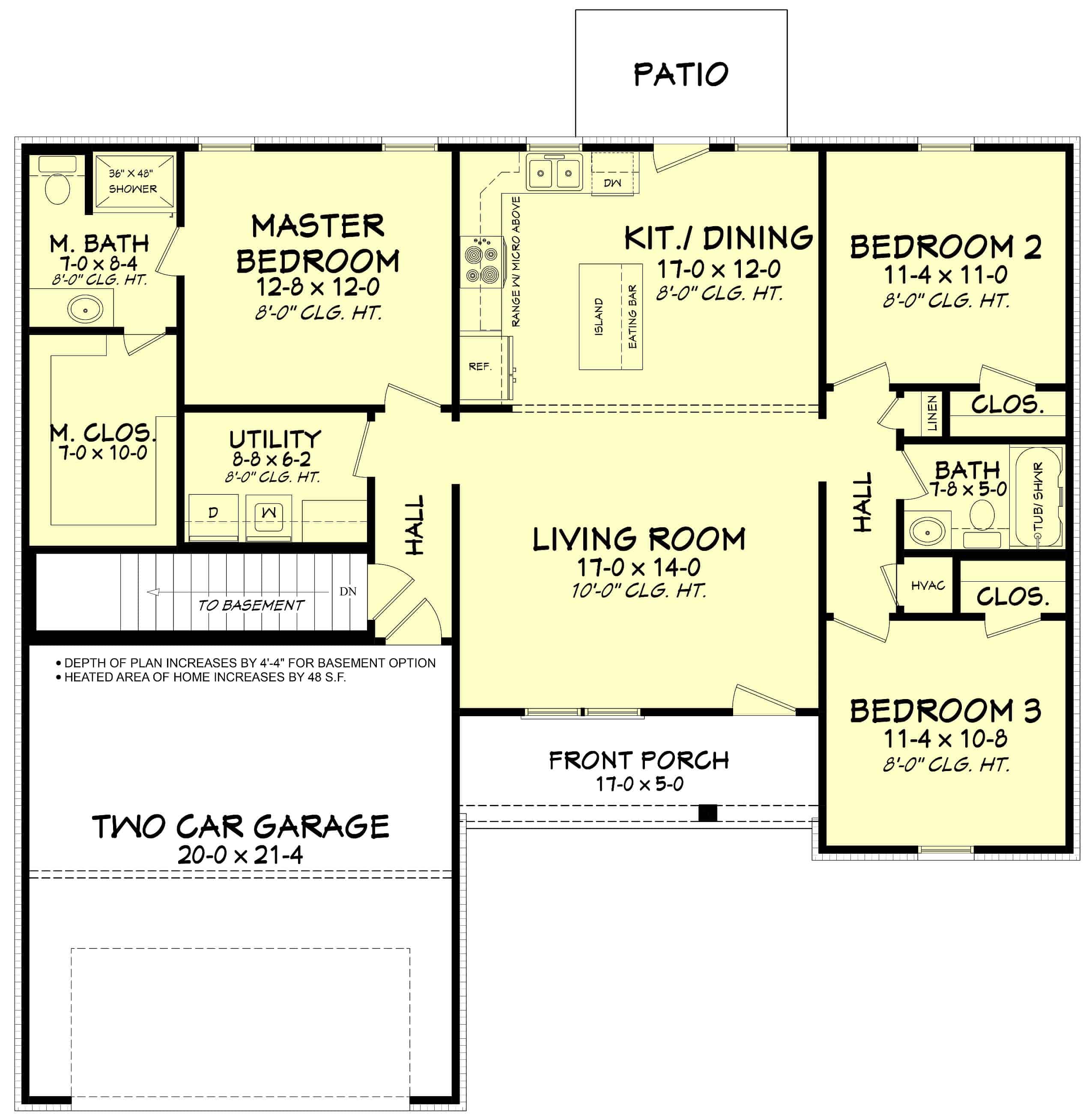 Main Level of Traditional Plan #142-1200