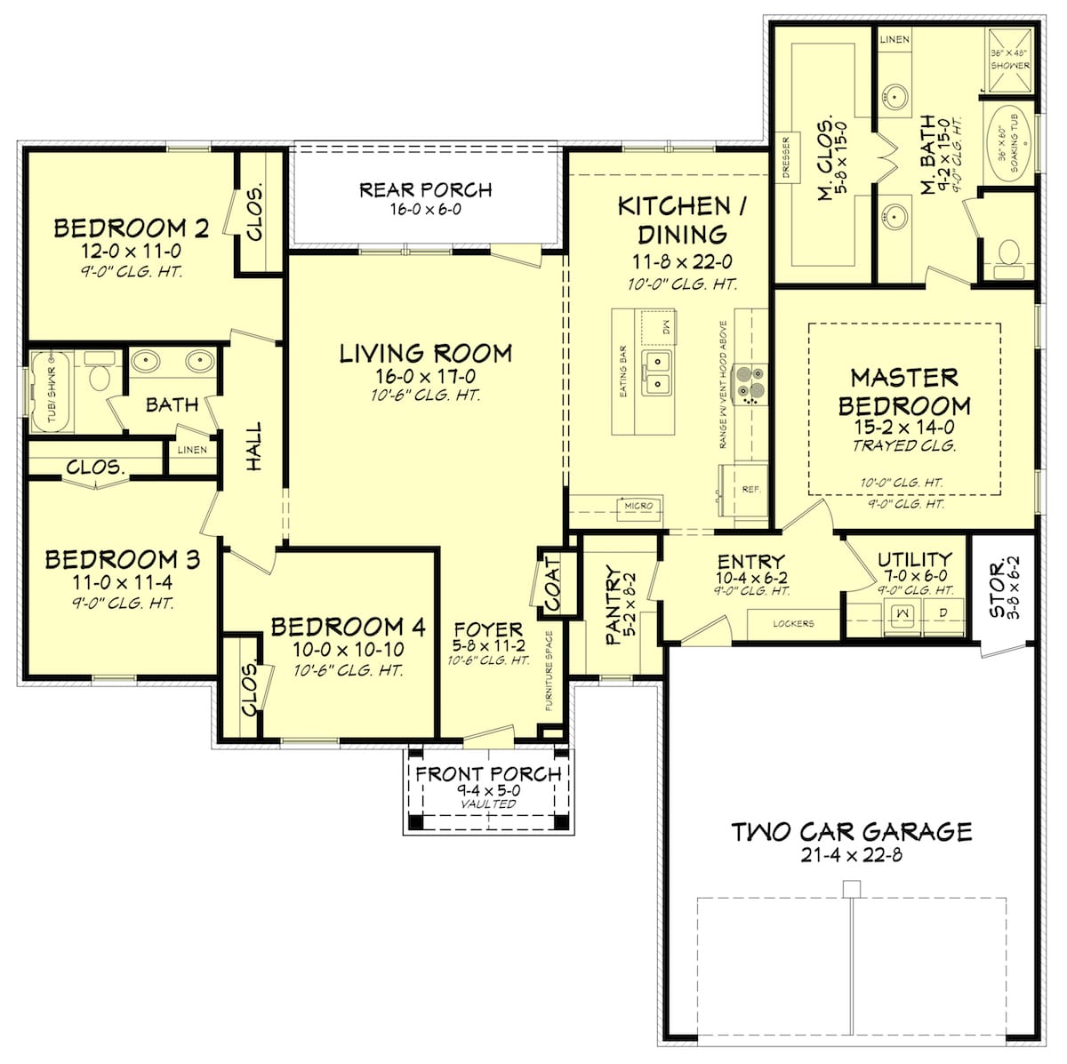Floor Plan Main Level of Traditional Plan #142-1201