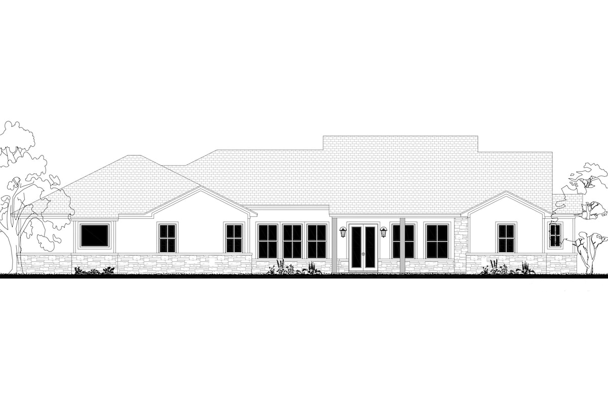 Home Plan Rear Elevation of this 3-Bedroom,2920 Sq Ft Plan -142-1203