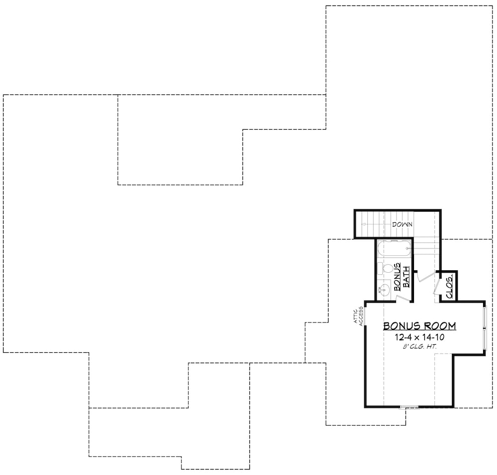 Floor Plan Bonus Room of European Plan #142-1204