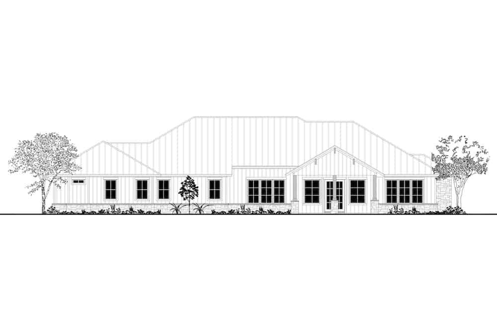 Home Plan Rear Elevation of this 4-Bedroom,3366 Sq Ft Plan -142-1207