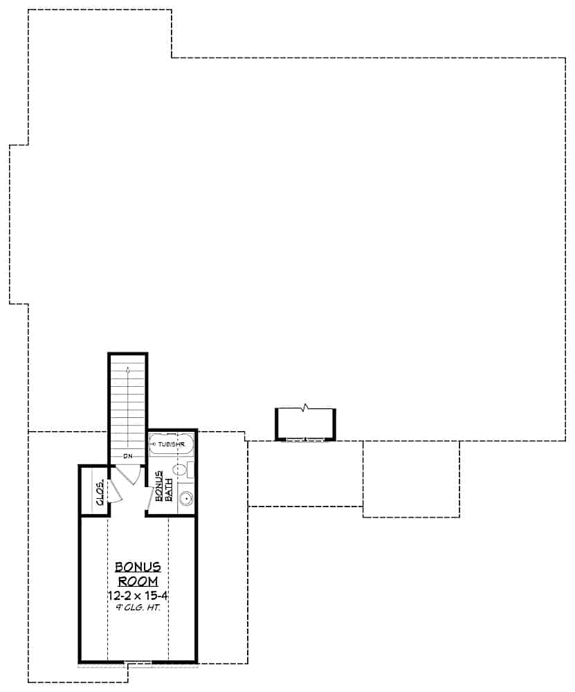 Floor Plan Bonus Room of Farmhouse Plan #142-1208