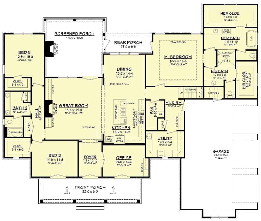 Floor Plan Main Level of French Plan #142-1209