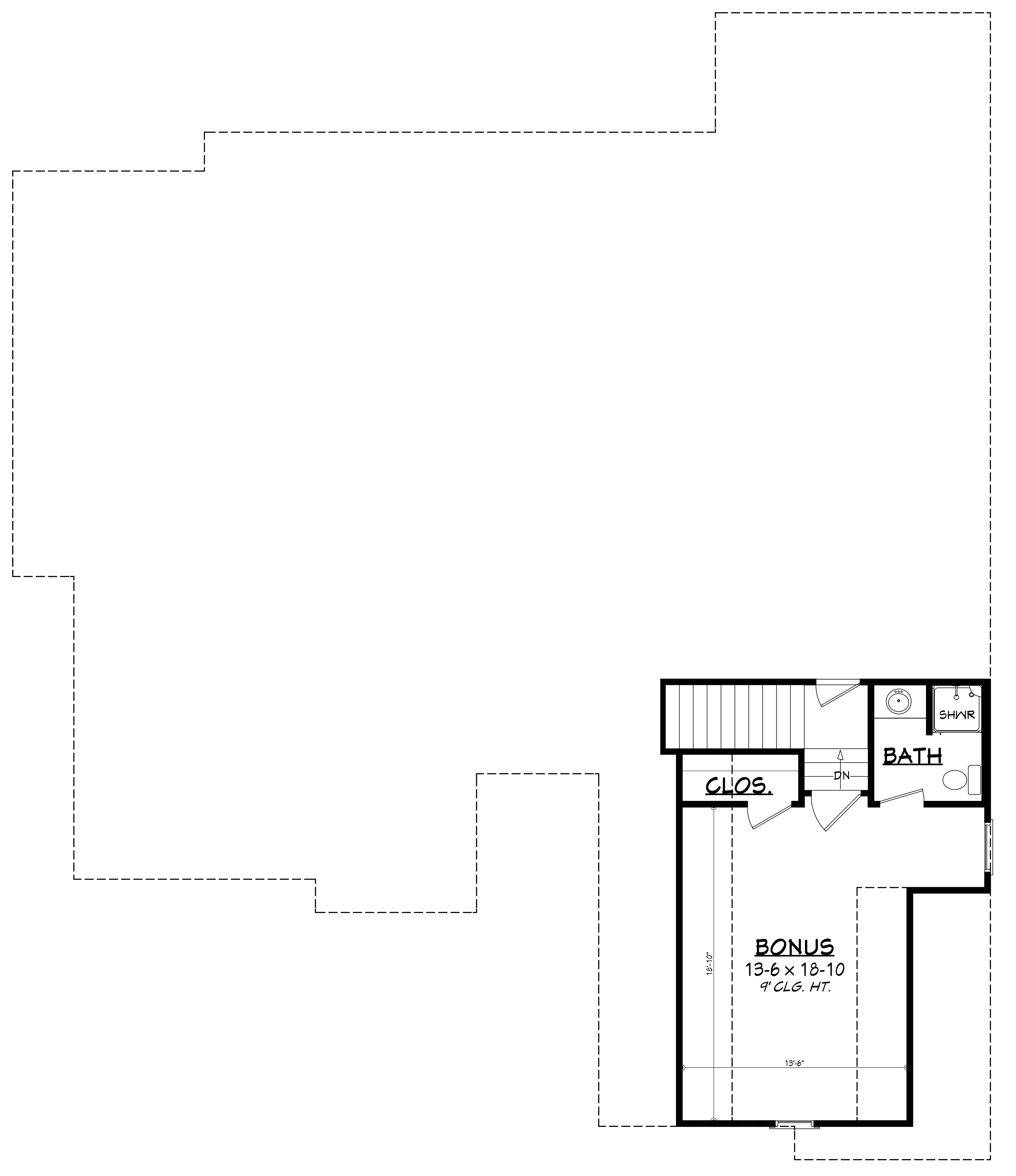 Floor Plan Bonus Room of Farmhouse Plan #142-1210