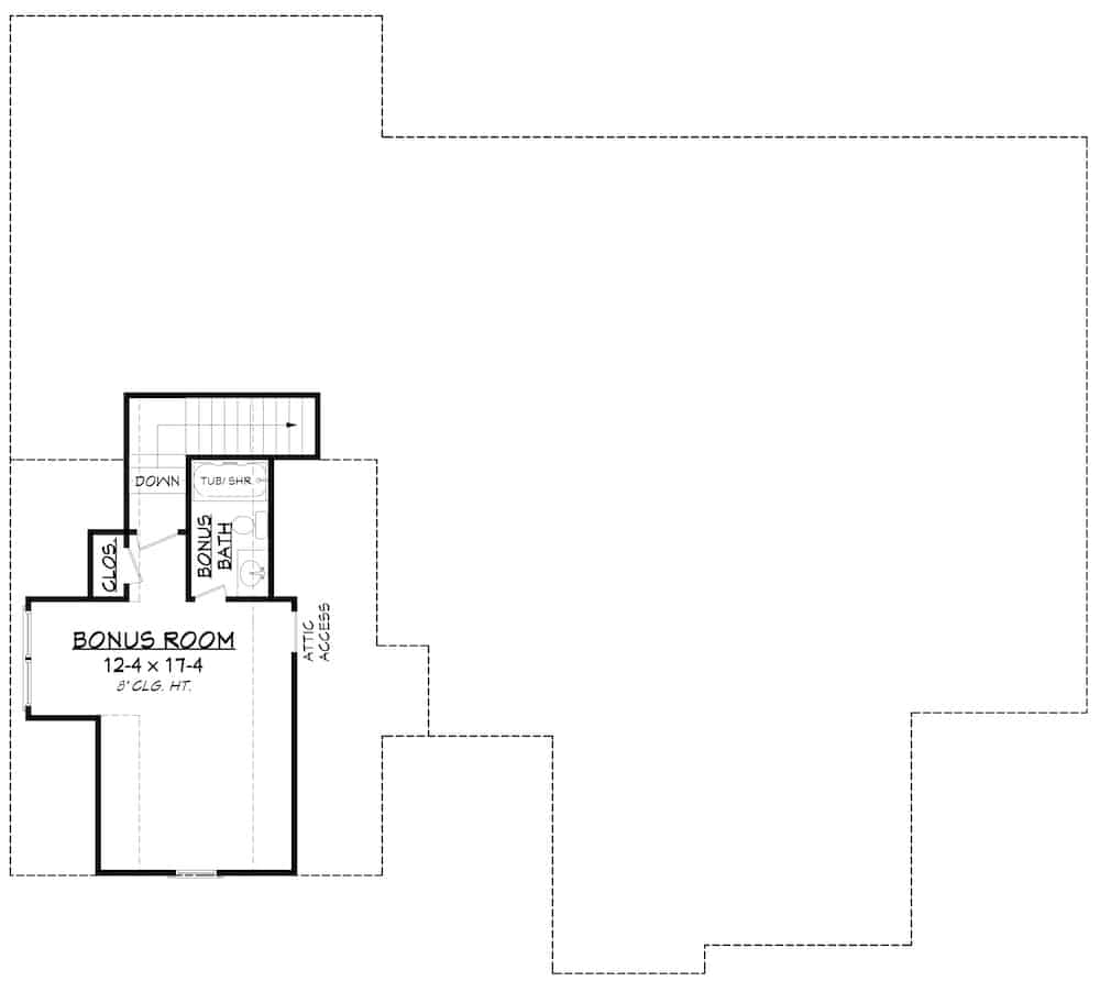 Floor Plan Bonus Room of Farmhouse Plan #142-1212