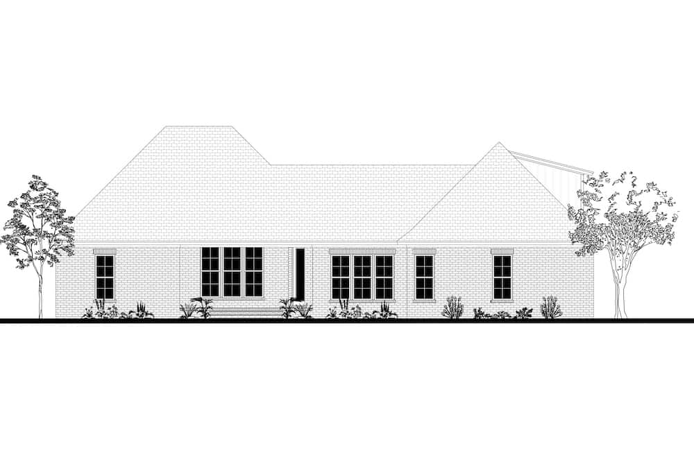 Home Plan Rear Elevation of this 4-Bedroom,2281 Sq Ft Plan -142-1212